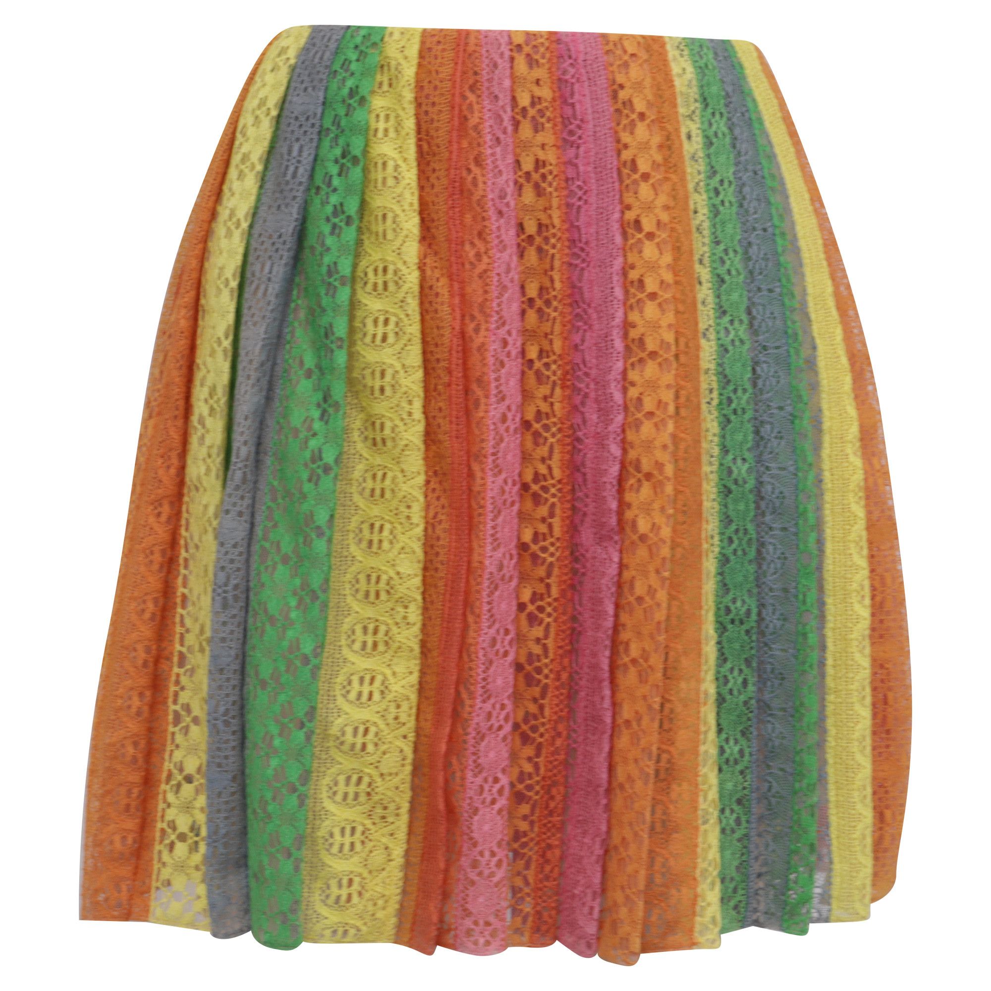 Valentino Valentino Garavani Lace Mini Skirt in Multicolor Cotton Size 25" / US 0 / IT 36 - 1 Thumbnail