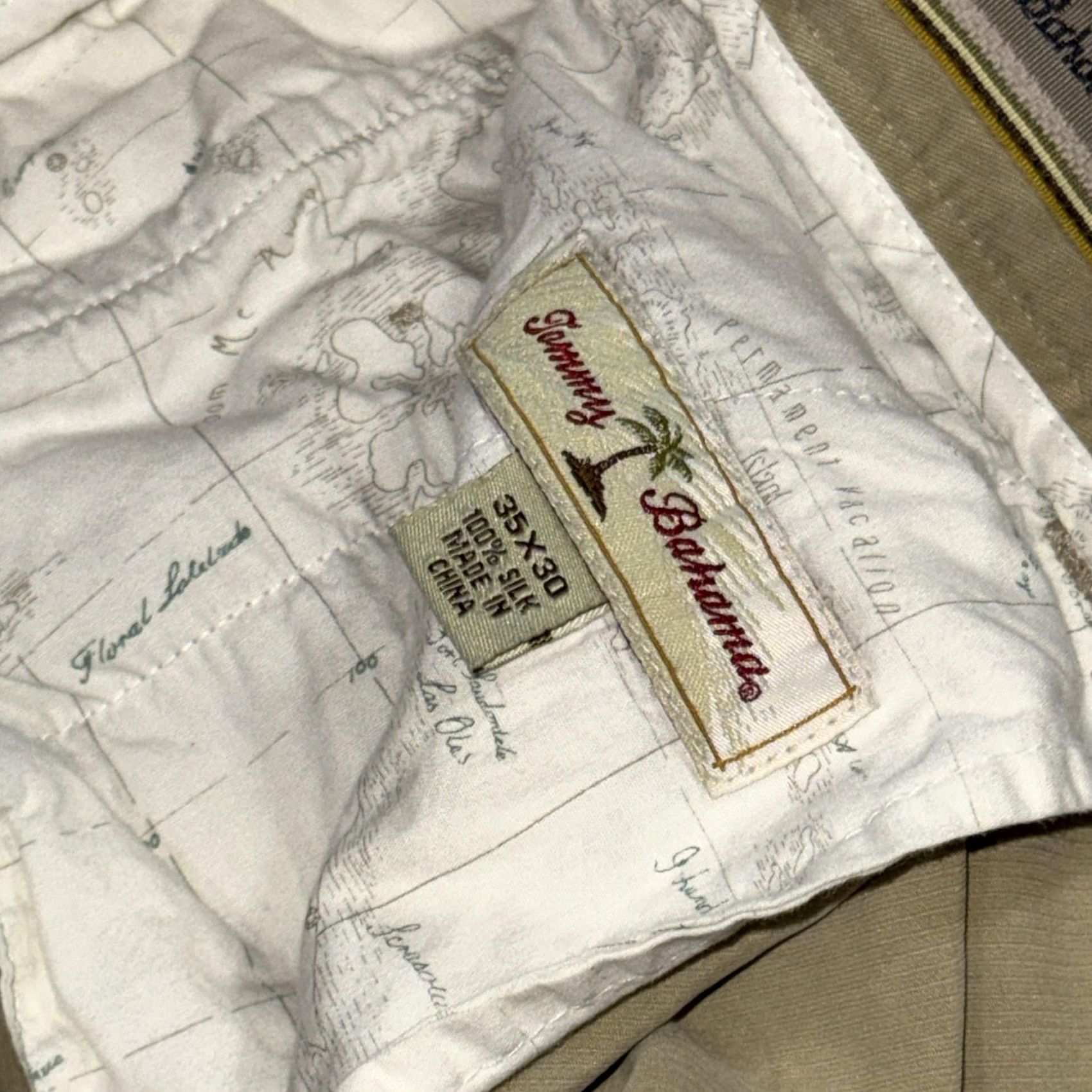 Tommy Bahama Tommy Bahama Pants Mens 35x30 Beige Silk Pleated Chino Relaxed Casual Travel Size US 35 - 5 Thumbnail