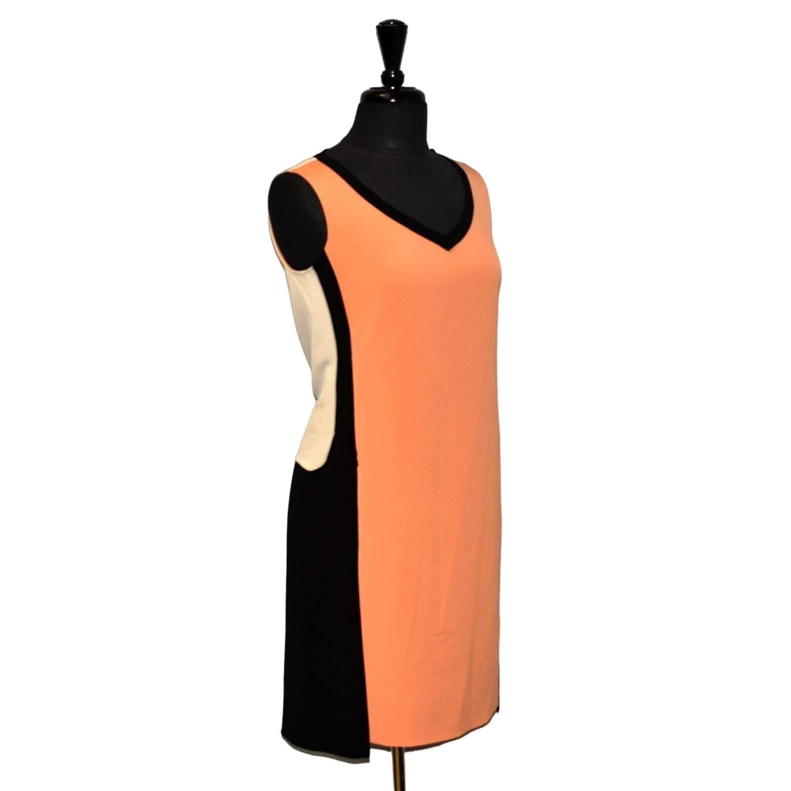 Elie Tahari A8 NEW ELIE TAHARI Orange Black Colorblock Panels Dress Sz 4 Size S / US 4 / IT 40 - 2 Thumbnail