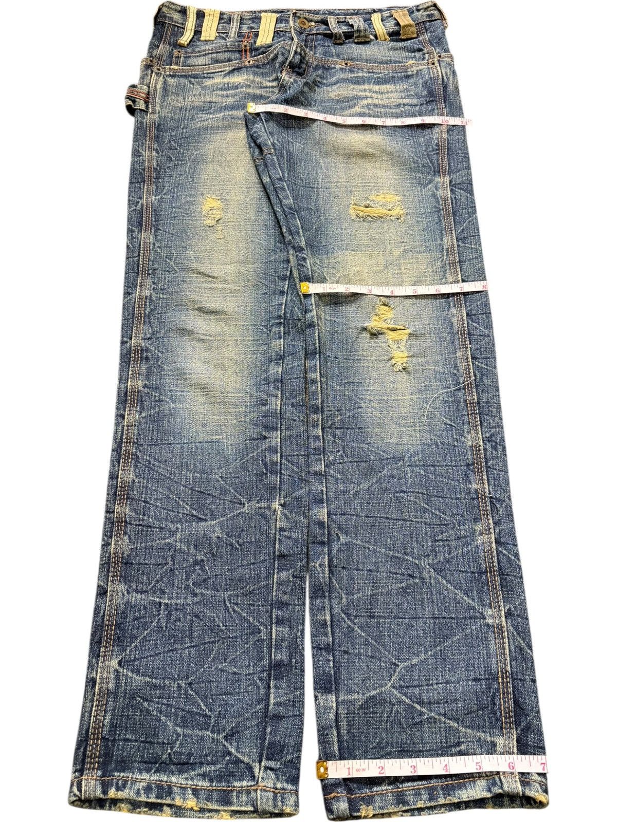Marithe + Francois Girbaud Vintage Japanese Brand Rusty Wash Distressed Jeans Size 31" - 8 Thumbnail