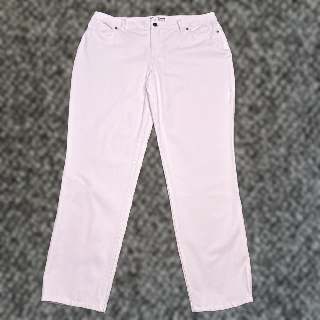 Nike Nike Dri-FIT Slim Fit Pants Womens 14 Beige Mid Rise Stretch Activewear Tapered Inseam 28 in Knit Cotton Blend Khakis Regular Women Mens? Size 36" / US 14 / IT 50 - 1 Thumbnail