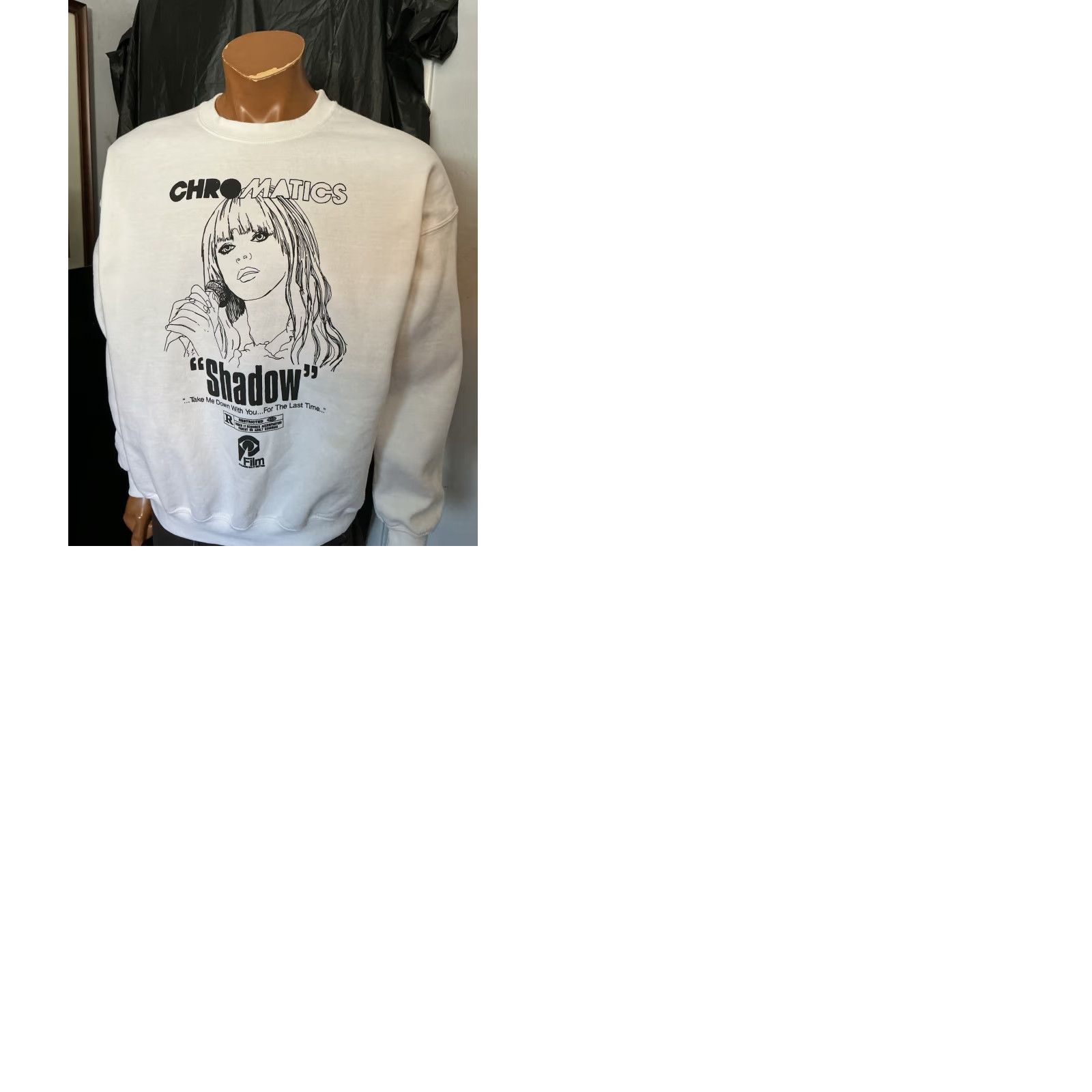Gildan VINTAGE Chromatics Shadow Take Me Down With You Last Time Johnny Jewel Sweatshirt XL Unisex Adults White Pullover Fleece Sweatshirt Pink Accent? Size US XL / EU 56 / 4 - 10 Thumbnail