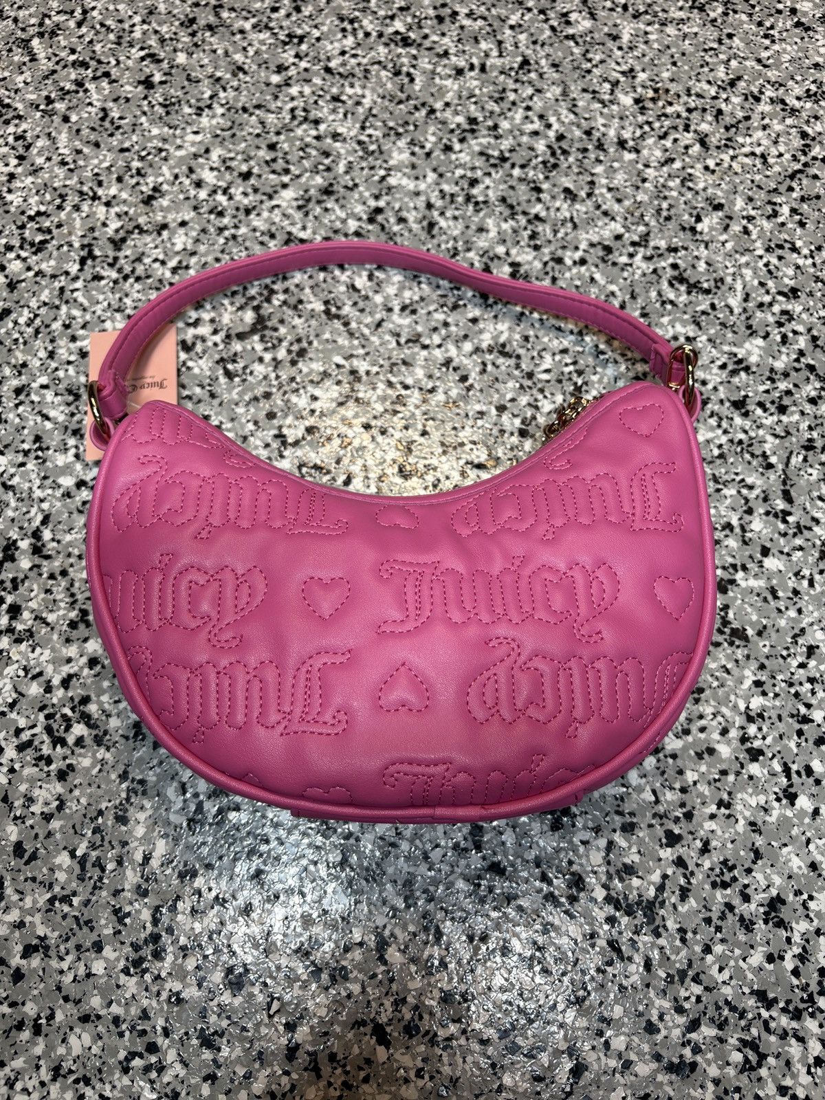 Juicy Couture Vintage Y2K Juicy Couture Hot Pink Heart Stitch Shoulder Bag Size ONE SIZE - 2 Thumbnail