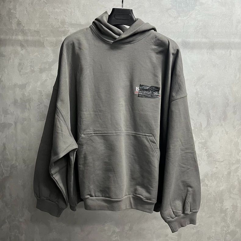 Balenciaga Balenciaga Gray Logo Hoodie for Sale Size US M / EU 48-50 / 2 - 1 Thumbnail