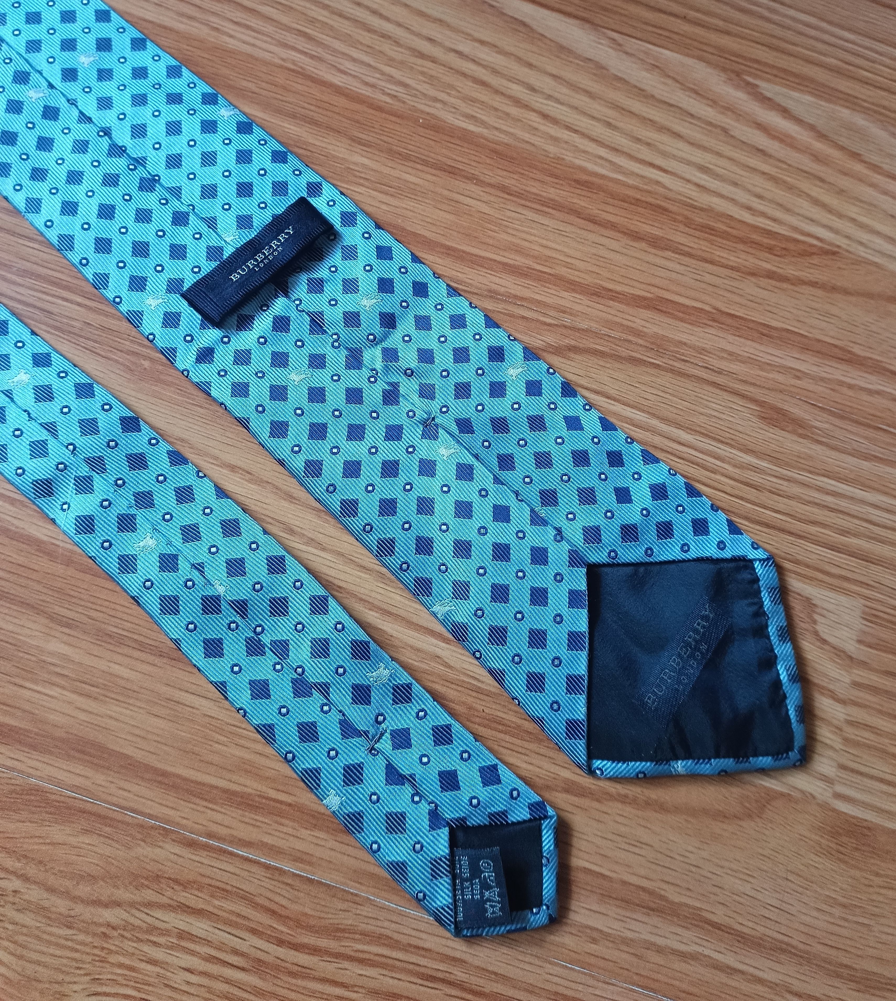 Burberry BURBERRY London Blue Monogram Logo Silk Mens Tie Size ONE SIZE - 5 Thumbnail