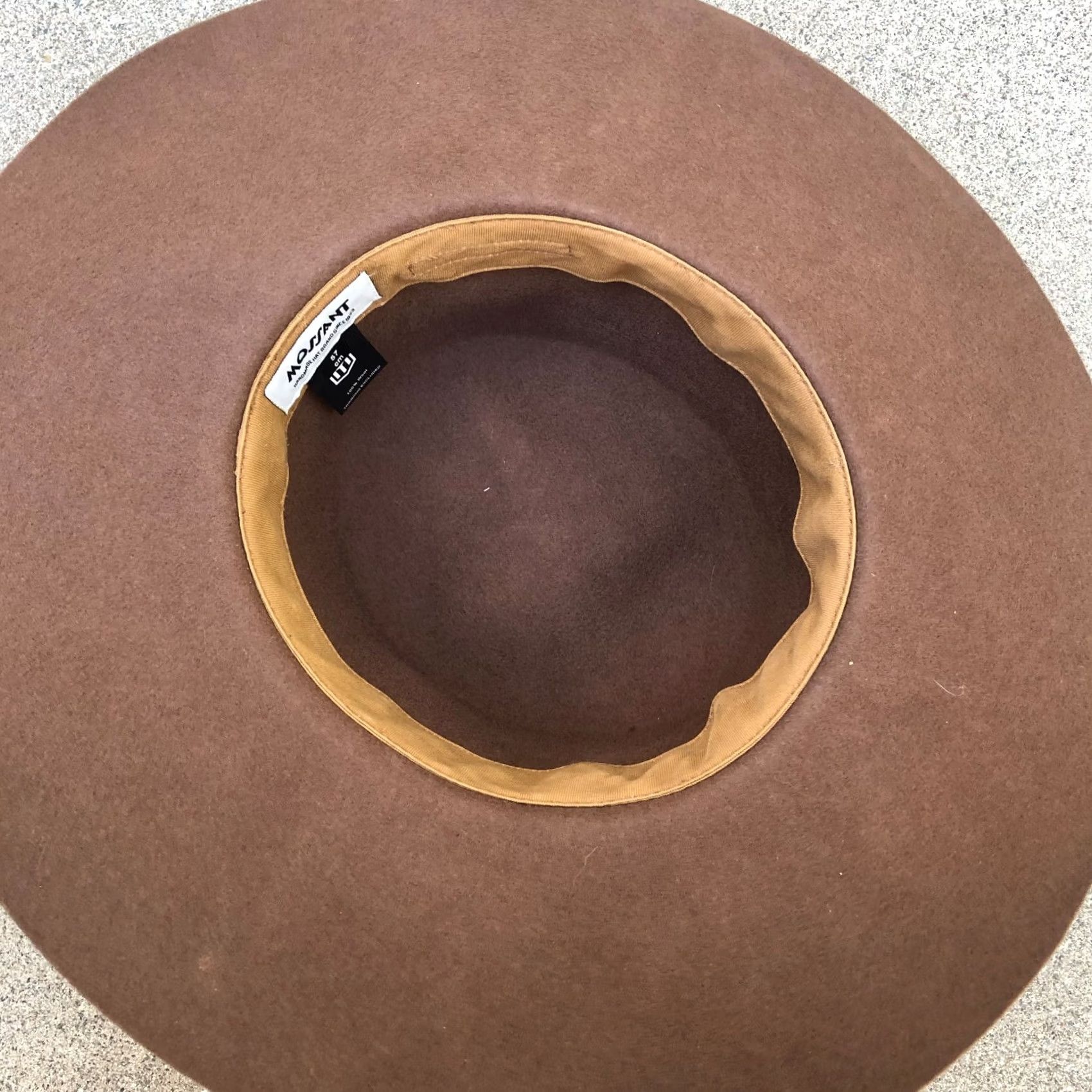 Vintage Mossant 100% Wool Fedora Flat Top Hat Women's 57 cm Brown Wide Brim Cap Size ONE SIZE - 5 Thumbnail