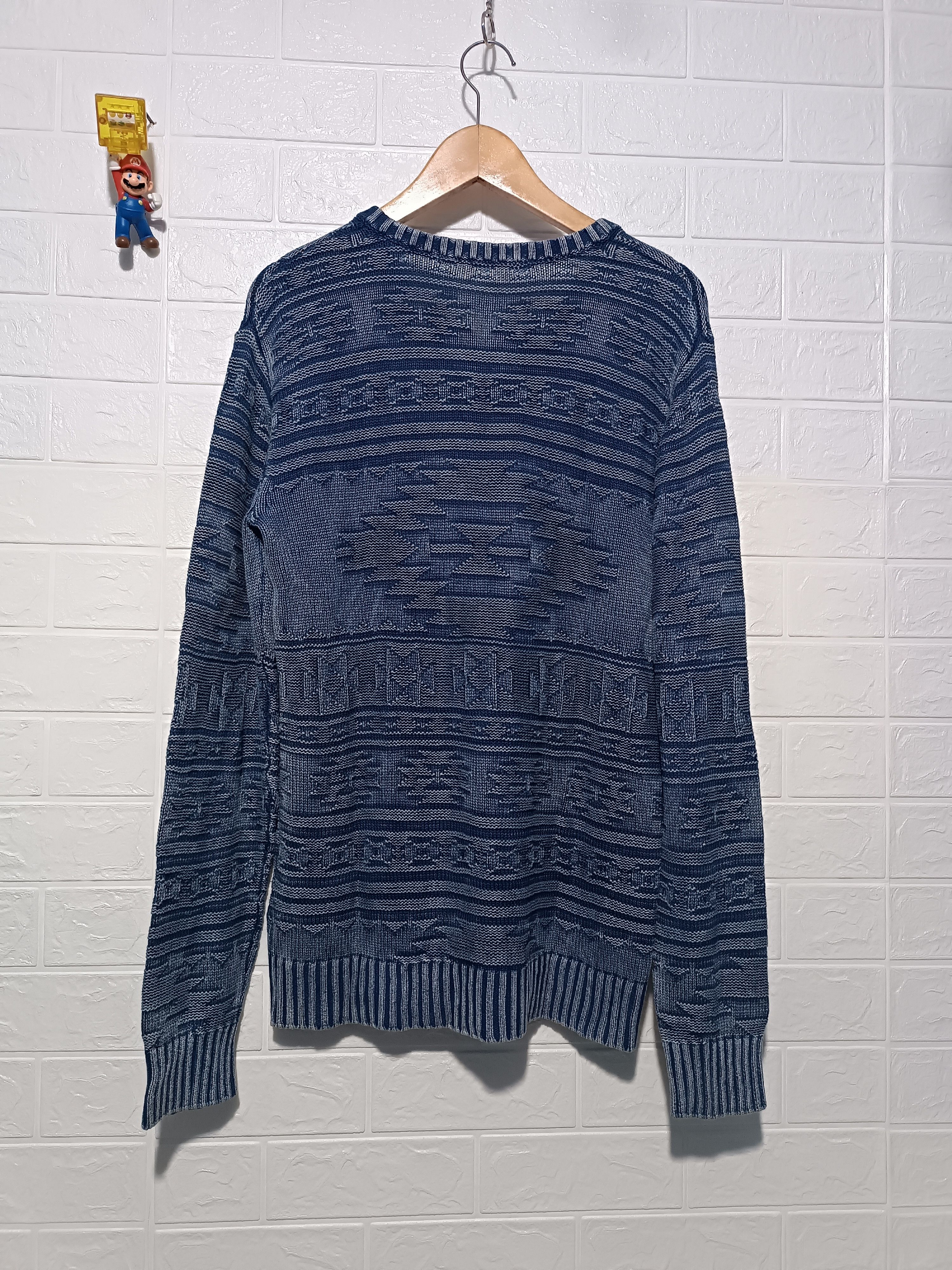 Japanese Brand Vintage Indigo Knit Denim Ortega Aztec Sweater Size US M / EU 48-50 / 2 - 5 Thumbnail
