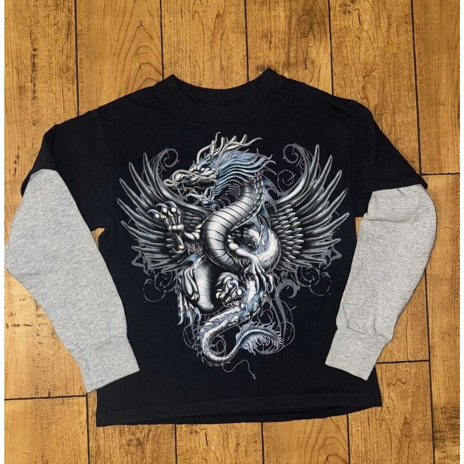 Vintage Vintage Y2K Dragon Long Sleeve T-Shirt Blue XS 15x18 Size US XS / EU 42 / 0 - 1 Thumbnail