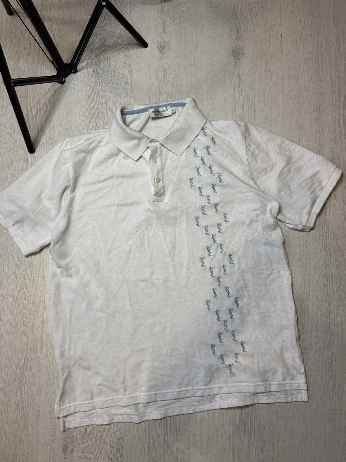 Vintage Vintage Y2k Yves Saint Laurent YSL Monogram Polo Shirt Size US L / EU 52-54 / 3 - 3 Thumbnail
