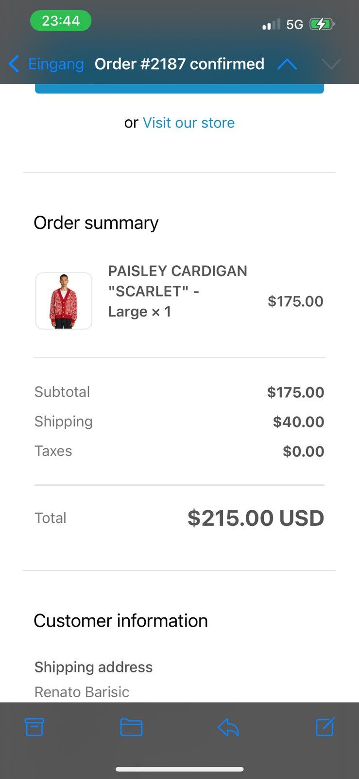 Ruben Kone PAISLEY CARDIGAN "SCARLET" Size US L / EU 52-54 / 3 - 2 Thumbnail