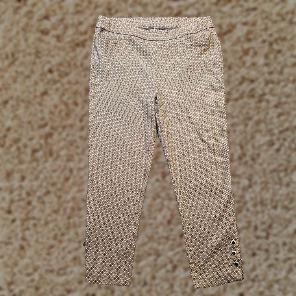 Vintage Chicos Pants Women Size 16 Beige Black Tapered Pull On Dress Pants Career Classic Size 38" / US 16 / IT 52 - 1 Thumbnail