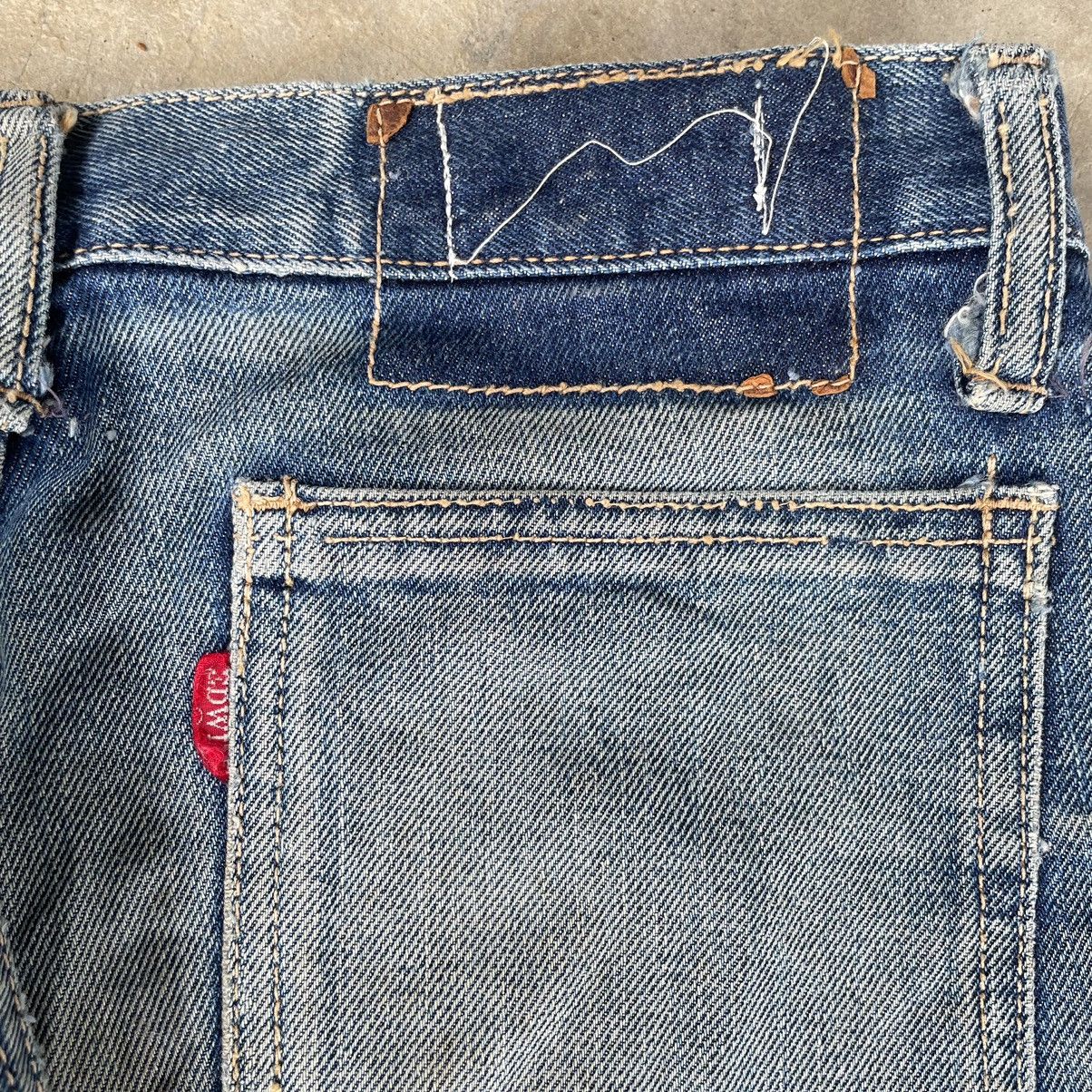 If Six Was Nine Rare Vintage 80s Edwin Distressed Flare Faded Mud Wash Denim Size US 31 - 18 Thumbnail