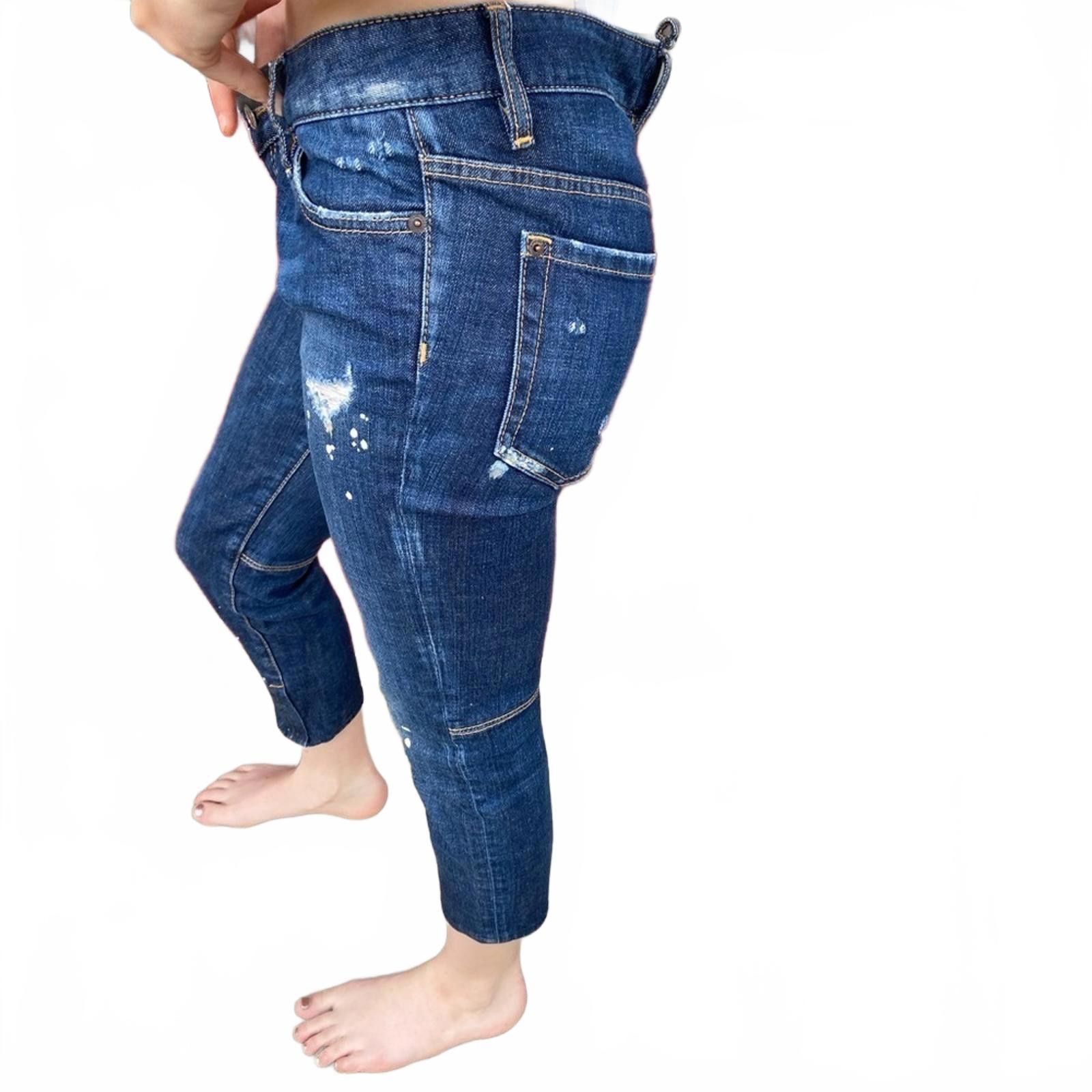 Dsquared2 DSQUARED² Low Rise Button Fly Distressed Straight Leg Jeans Size 30" / US 8 / IT 44 - 6 Thumbnail
