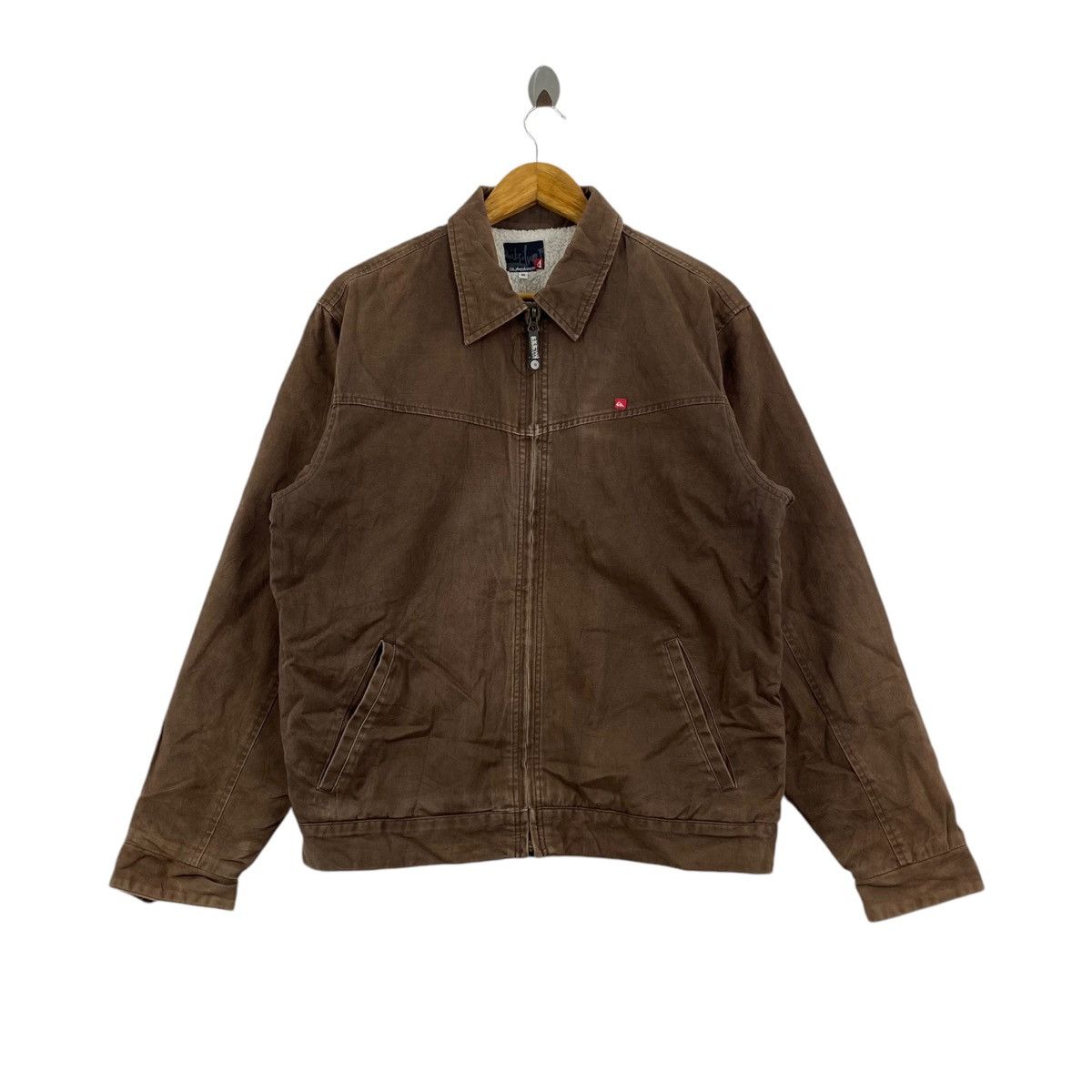 Vintage QUIKSILVER SURFWEAR Surf Brown Jeans Bomber Jacket