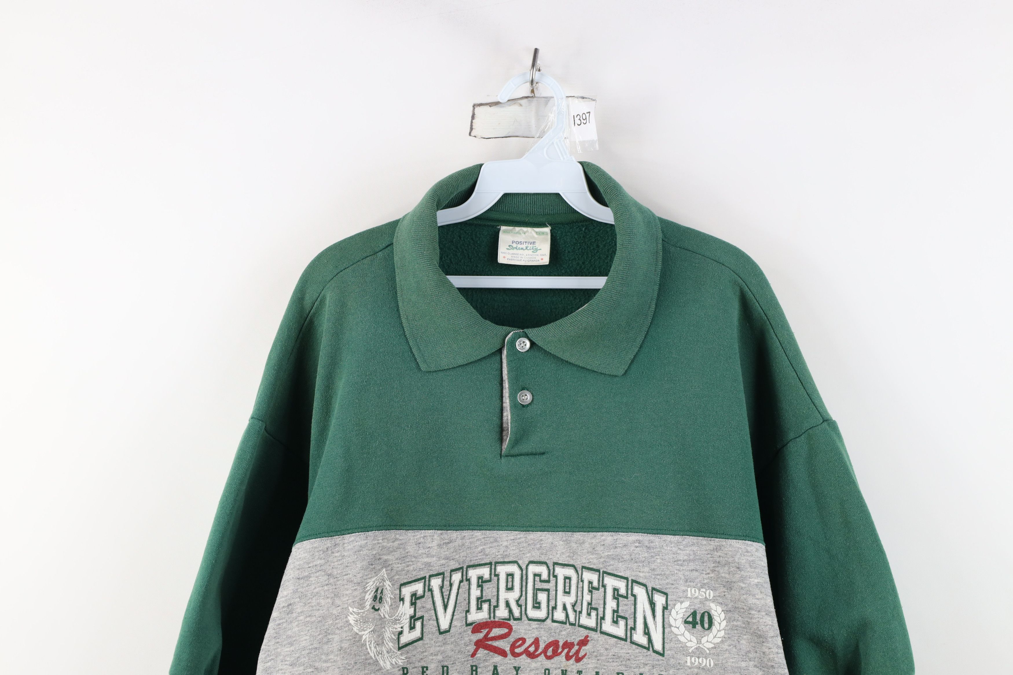Vintage Vintage 90s Evergreen Red Bay Canada Collared Sweatshirt Size US L / EU 52-54 / 3 - 2 Thumbnail