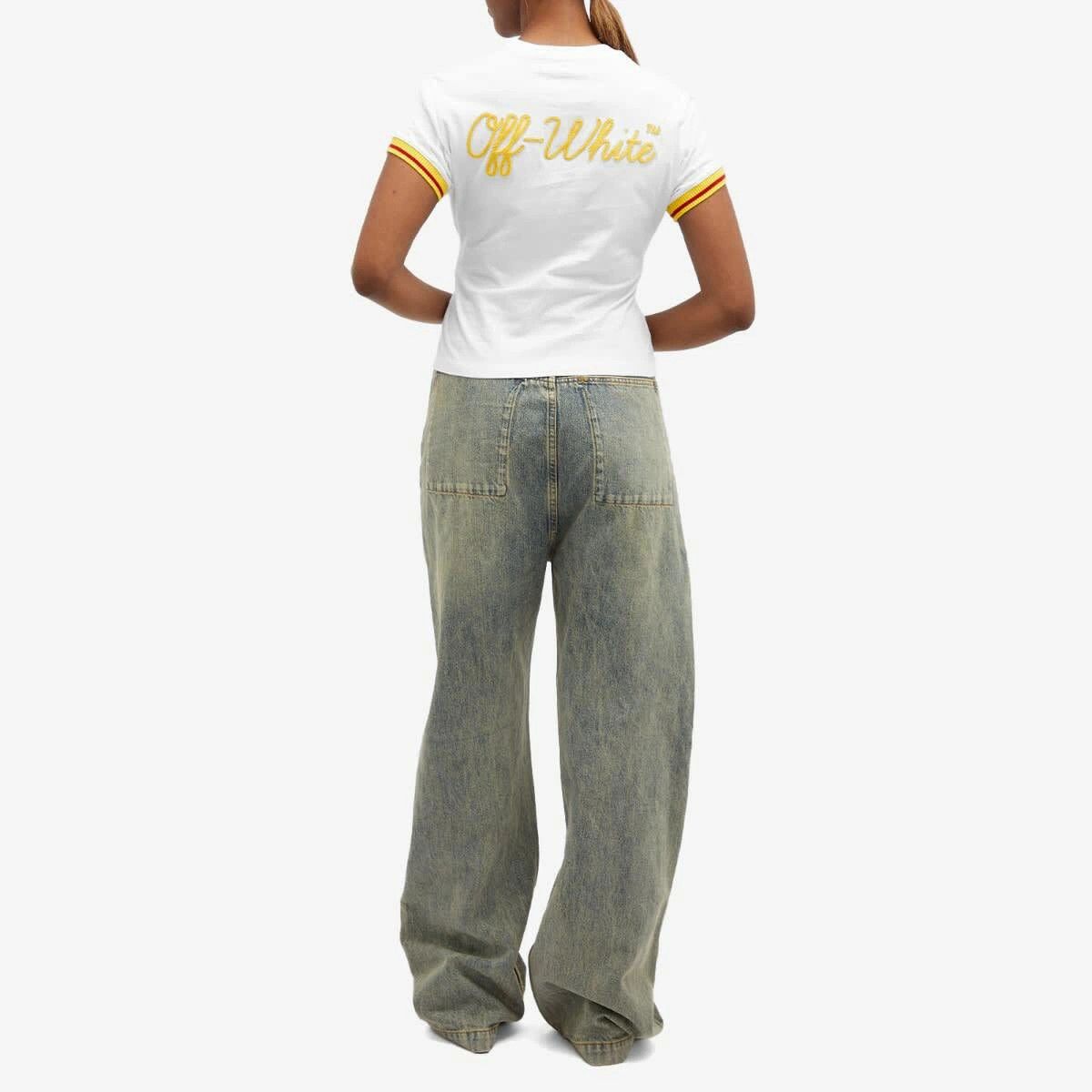 Off-White o1y1225 Logo Crewneck T-Shirt in White Size S / US 4 / IT 40 - 5 Thumbnail