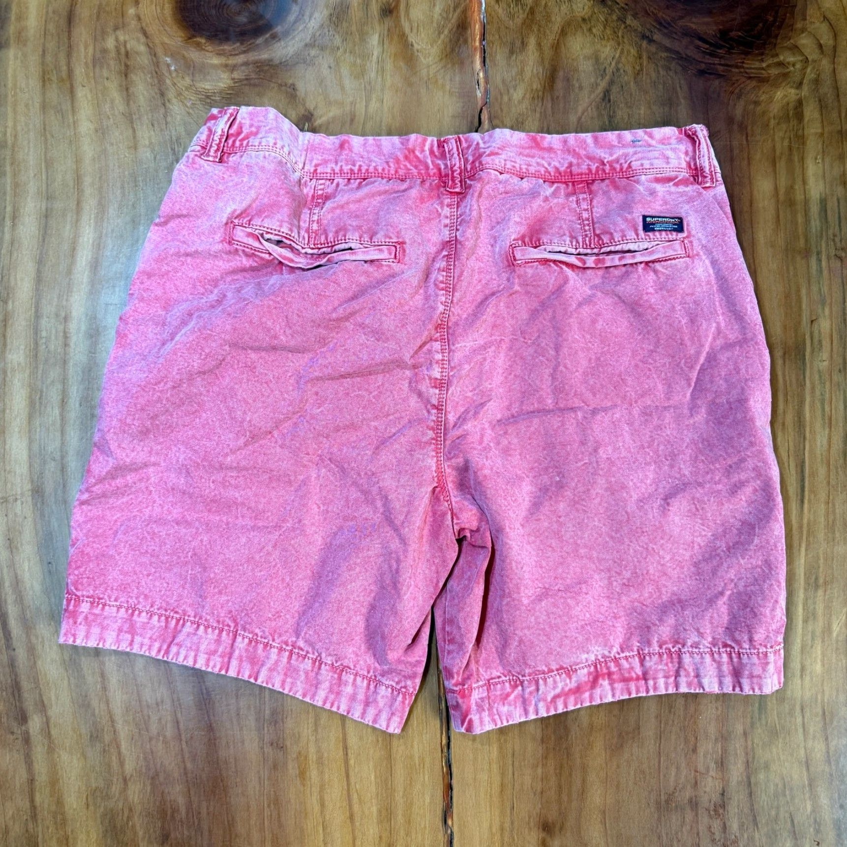 Superdry Superdry Mens Shorts Bermuda 34 Cotton Flat Front Casual Outdoor Summer Spring Fall | Red | Classic Fit | 7 Inseam | Zip | KnIT? Size US 34 / EU 50 - 5 Thumbnail