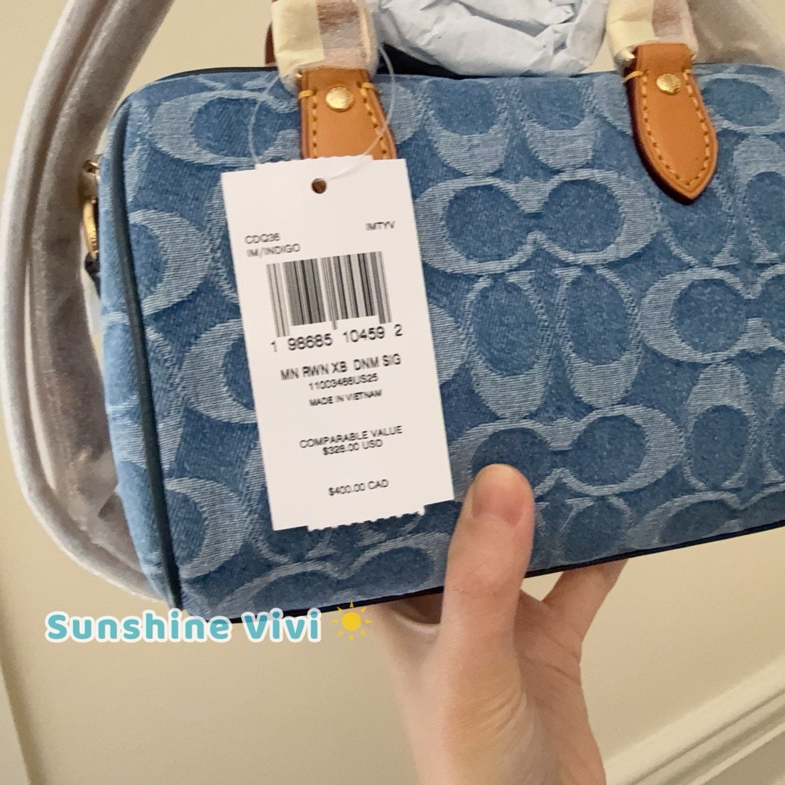 Coach NWT COACH Mini Rowan Crossbody Bag Signature Denim CDQ36 Size ONE SIZE - 9 Thumbnail