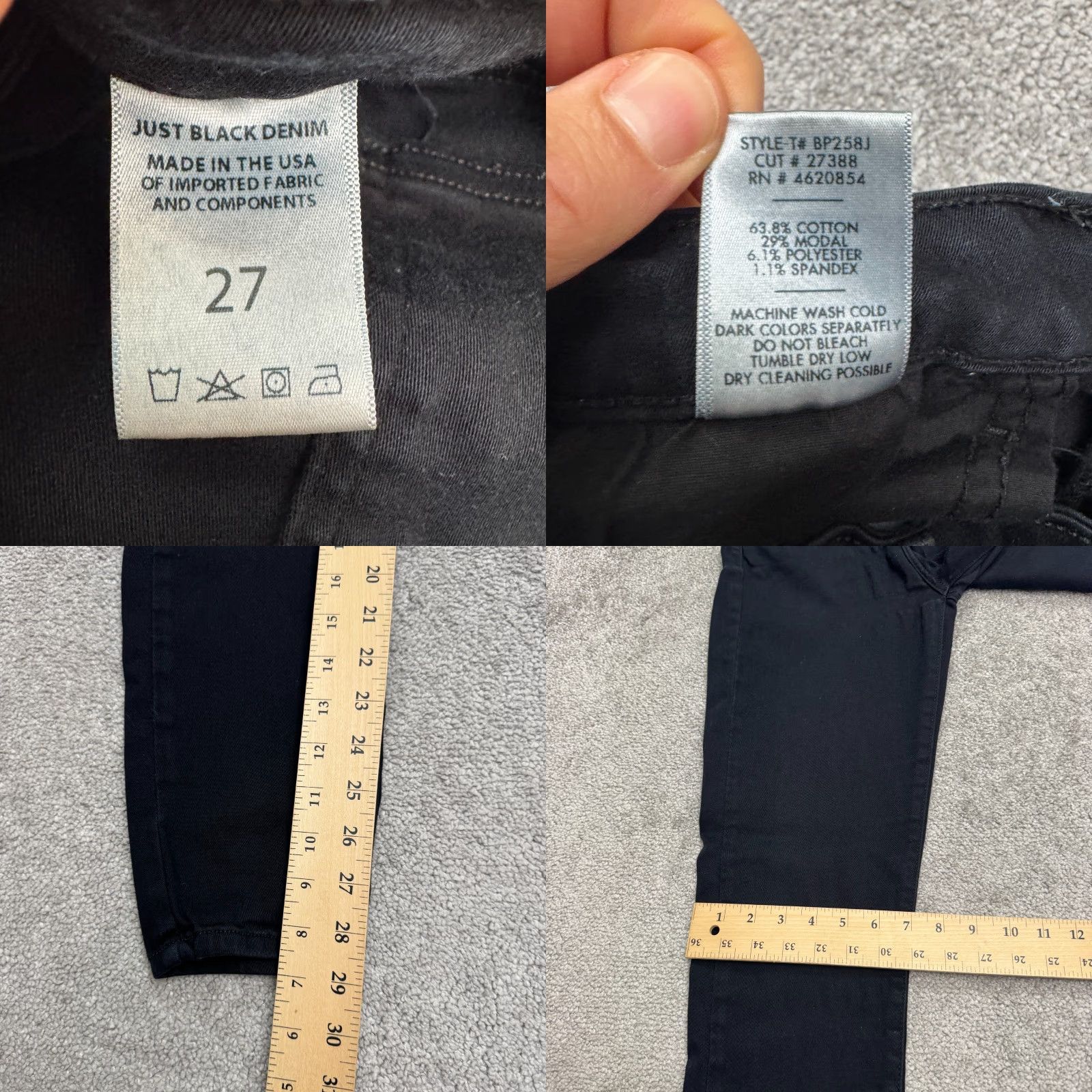 Vintage JUST BLACK Denim Jeans Women Slim High Rise 27 5-Pocket Black Dark 29 Inseam Skinny Streetwear City Outdoor Skinny Womens 27x29 Size 27" / US 4 / IT 40 - 8 Thumbnail
