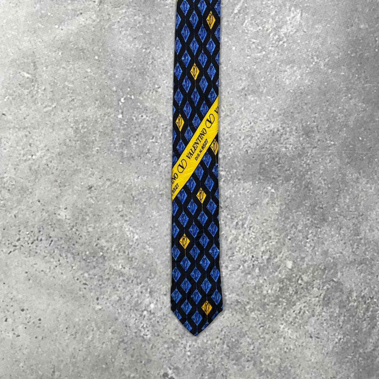 Valentino Vintage Valentino Cravatte Silk Tie Blue/ Yellow Size ONE SIZE - 9 Thumbnail