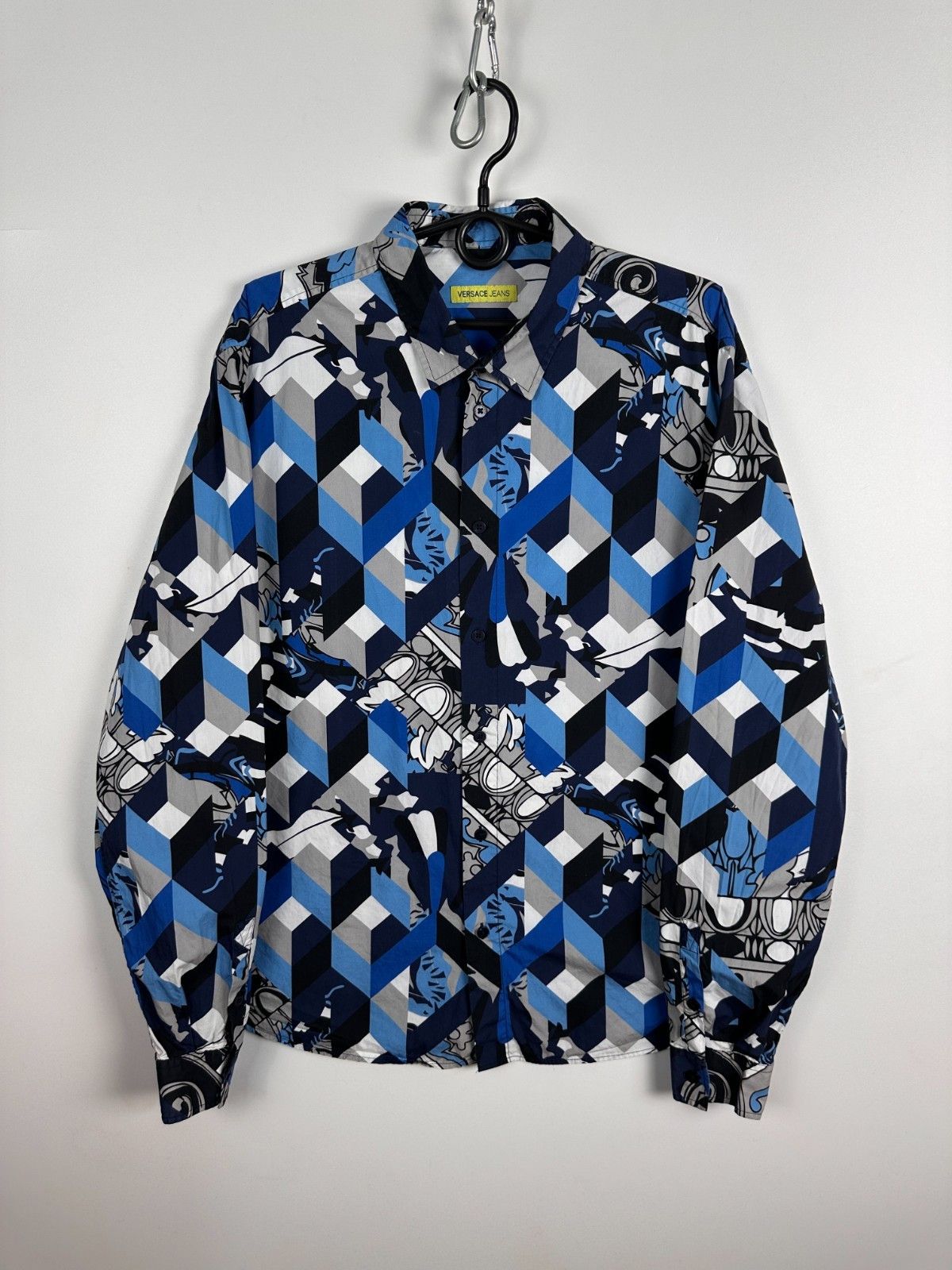 Versace Versace Jeans Print Shirt Button Down Blue Mens Size XL Size US XL / EU 56 / 4 - 1 Thumbnail