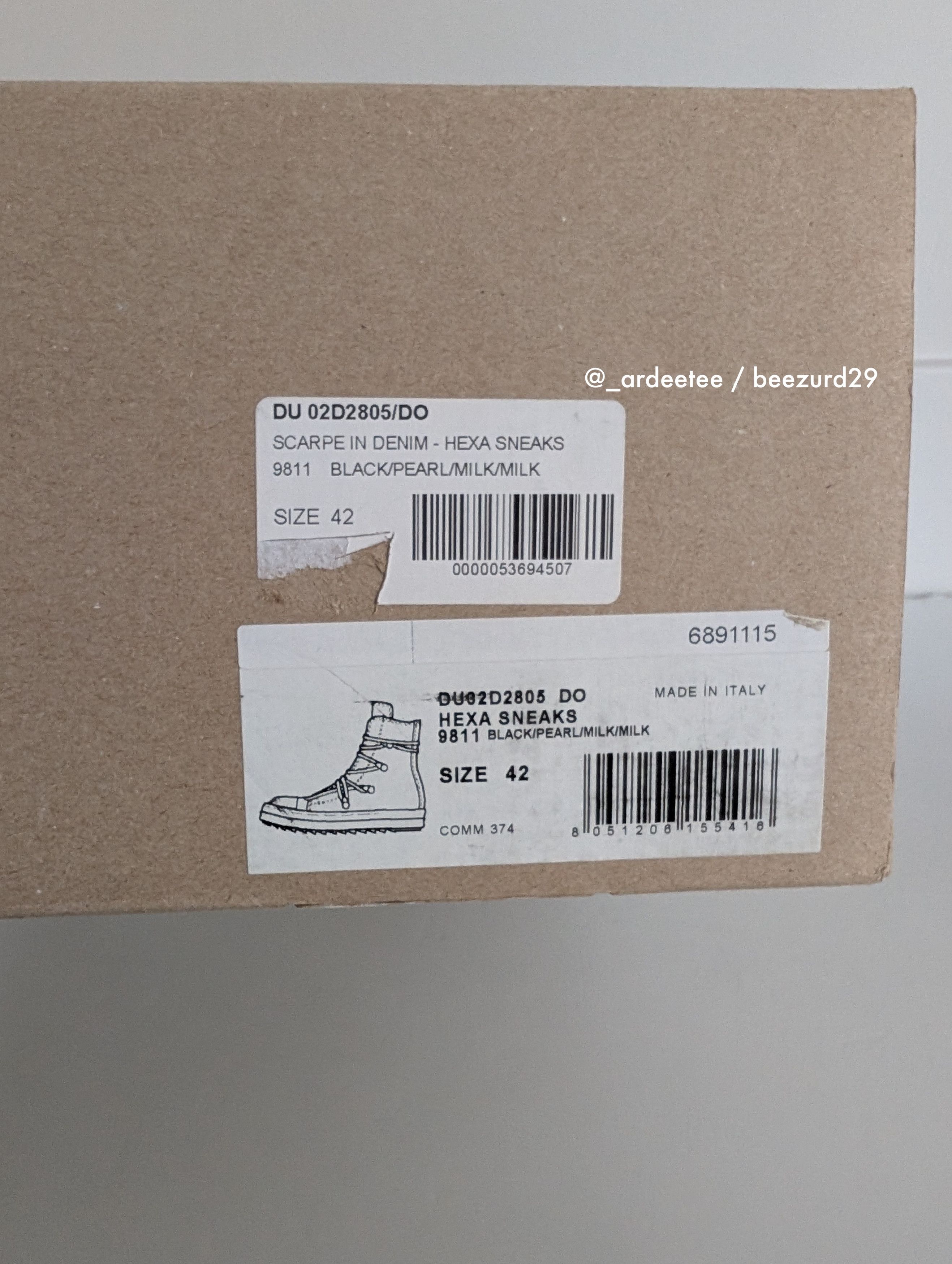 Rick Owens Drkshdw *NEW* HEXA CANVAS RAMONES HIGH FW24 Size US 9 / EU 42 - 12 Thumbnail