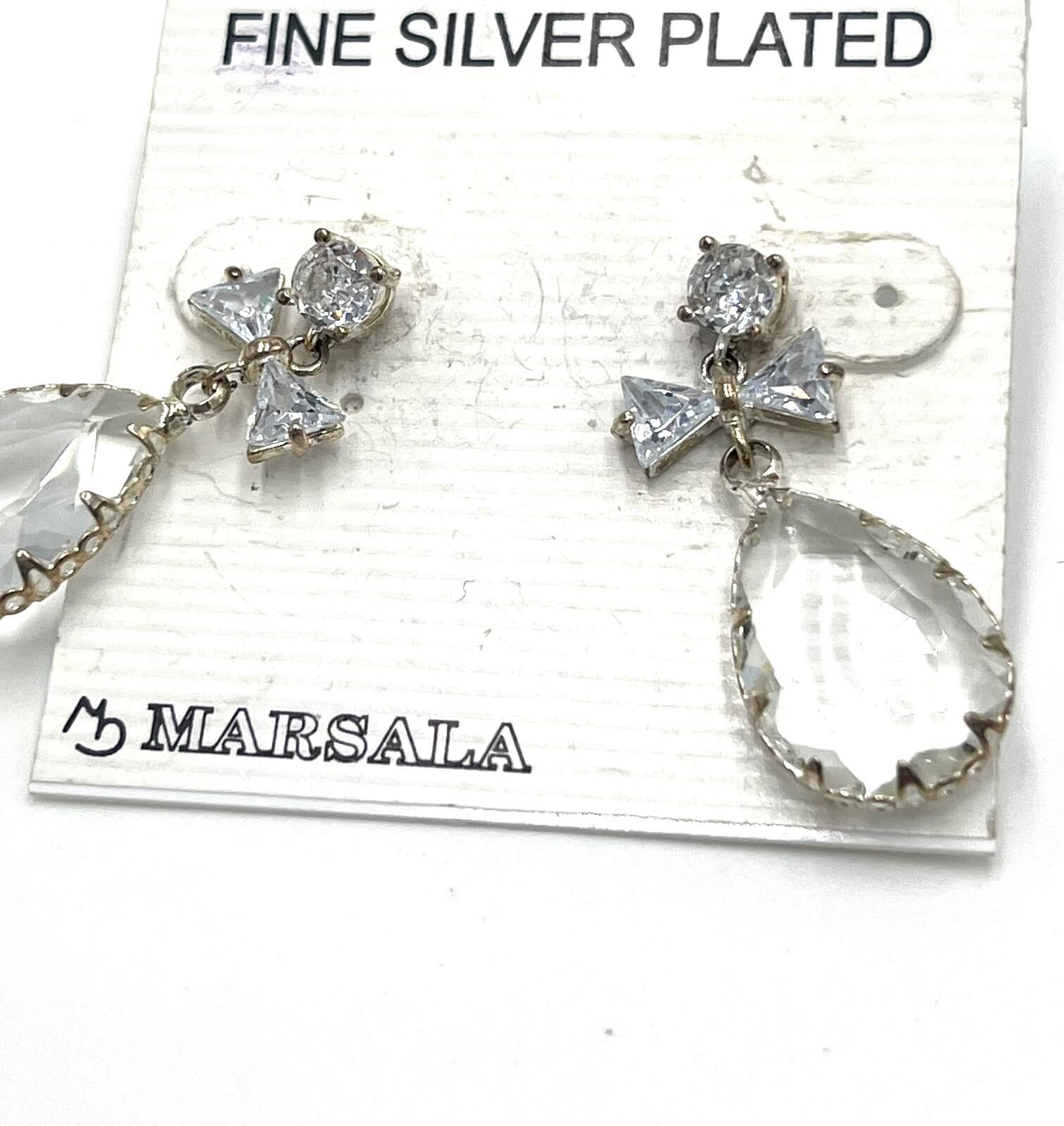 Other Vintage Marsala Silver-Plate Glass Teardrops & Bows Earrings Size ONE SIZE - 2 Thumbnail