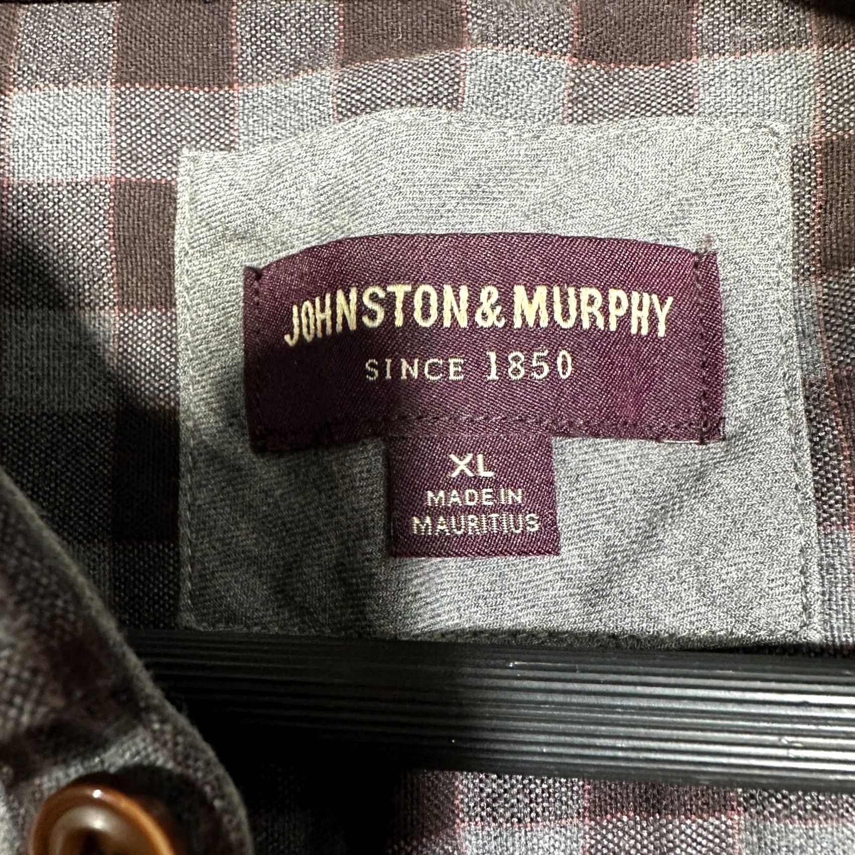 Johnston & Murphy Johnston & Murphy Shirt Mens XL Button-Down Plaid Gray Cotton Flannel Pocket Size US XL / EU 56 / 4 - 5 Thumbnail