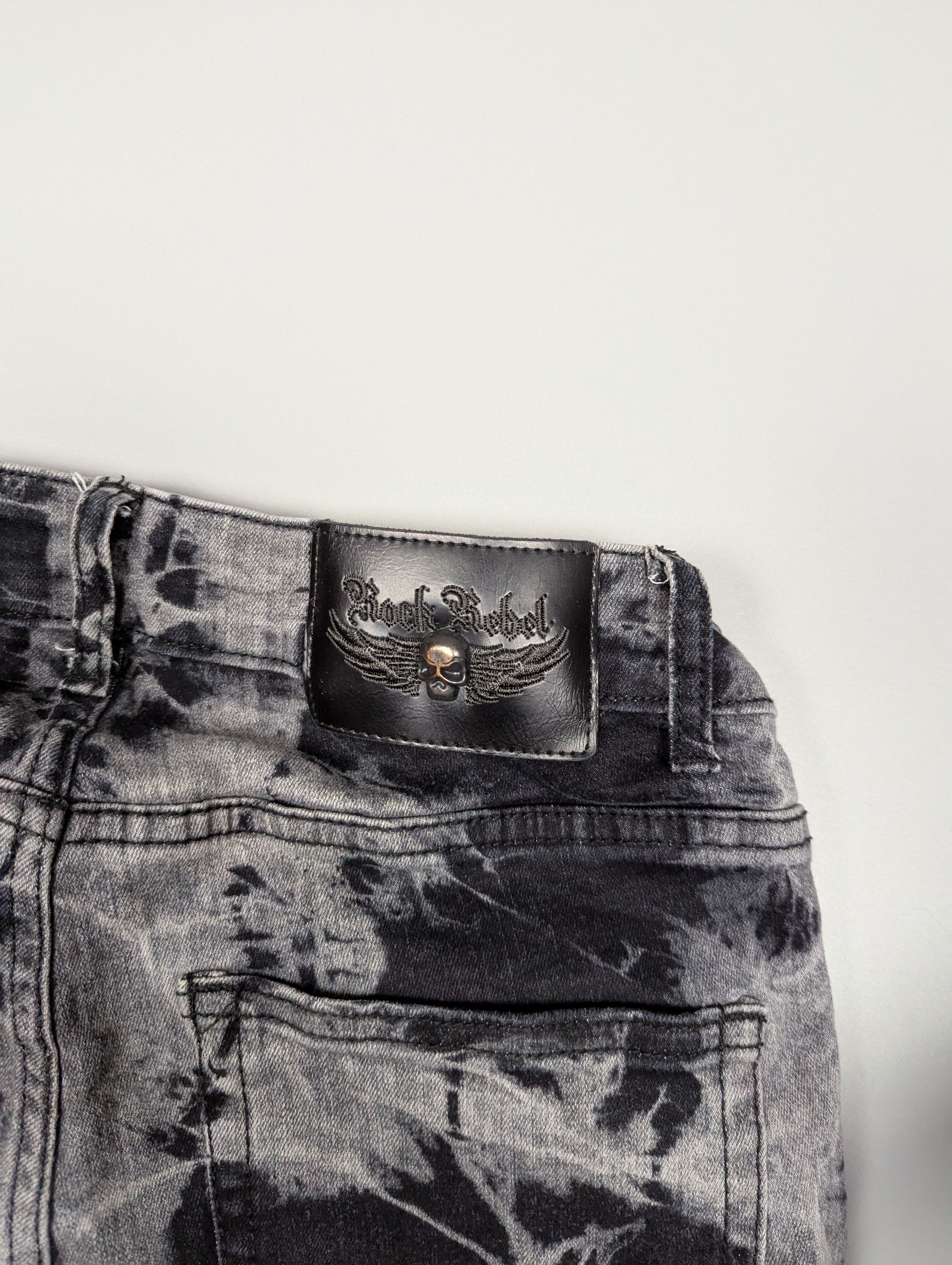 Hysteric Glamour ROCK REBEL Distressed Black/Gray Skinny Jeans With Skulls Size US 31 - 13 Thumbnail