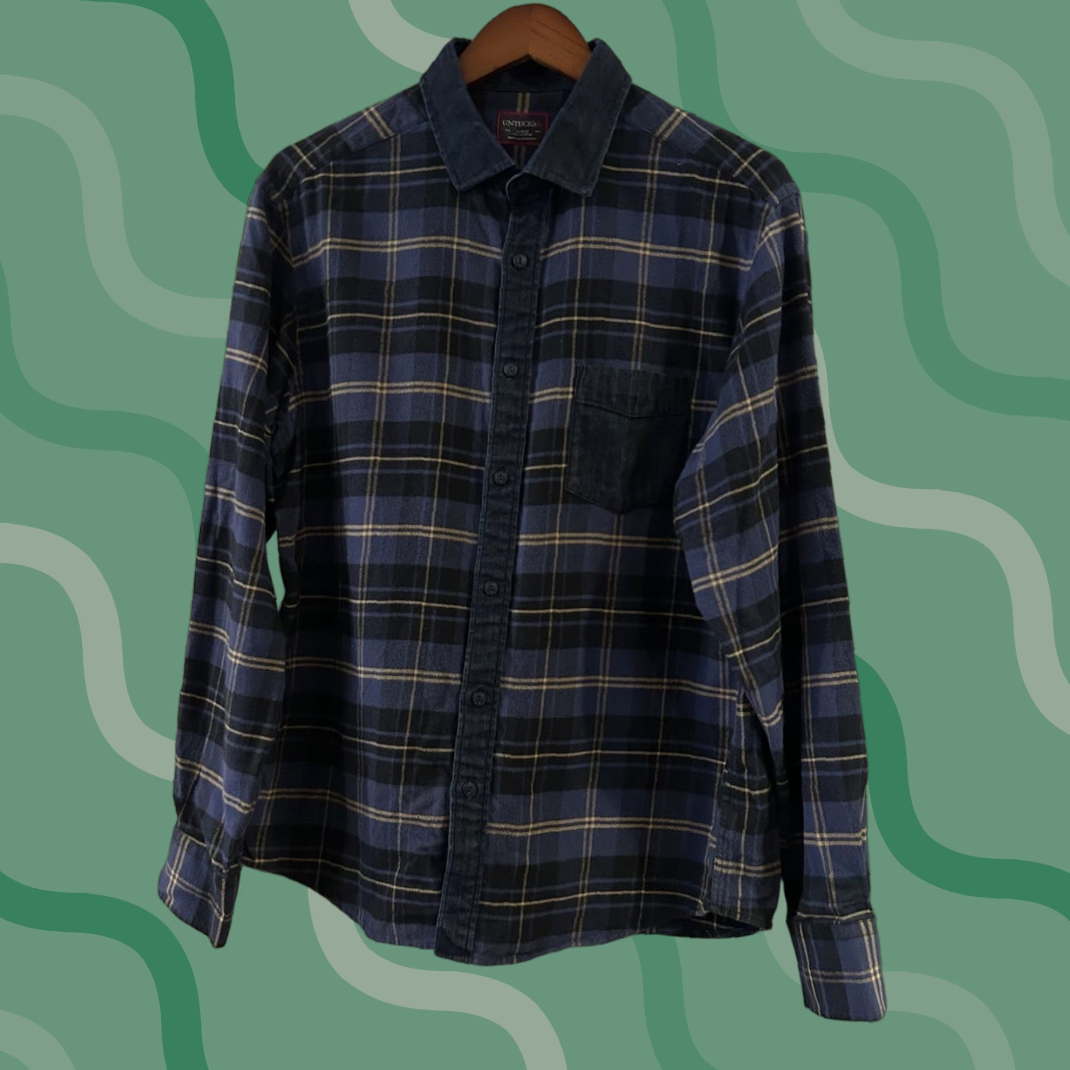 UNTUCKit UNTUCKit Shirt Mens Large Blue Plaid Flannel Long Sleeve Button Up Size US L / EU 52-54 / 3 - 1 Thumbnail