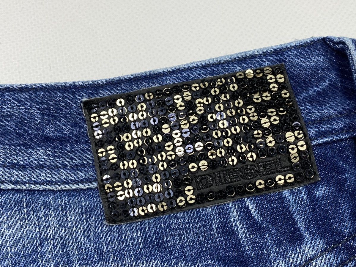 Diesel 🔥LASTDROP🔥 Y2K Diesel Washed Denim Jeans Sequined Mini Skirt Size 30" / US 8 / IT 44 - 16 Thumbnail