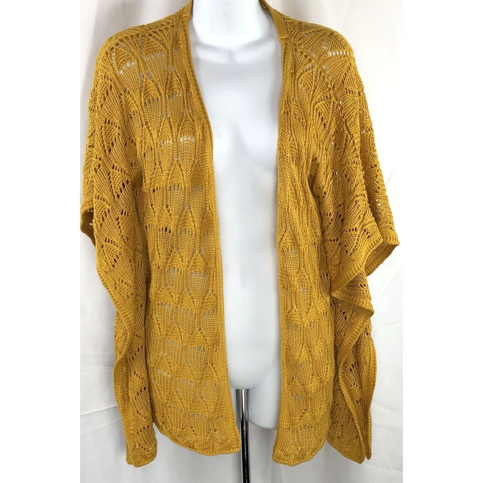 Vintage Cato Sweater Cardigan L Gold Open Dolman Sleeve Capsule Cottage Boho Office Size L / US 10 / IT 46 - 7 Thumbnail