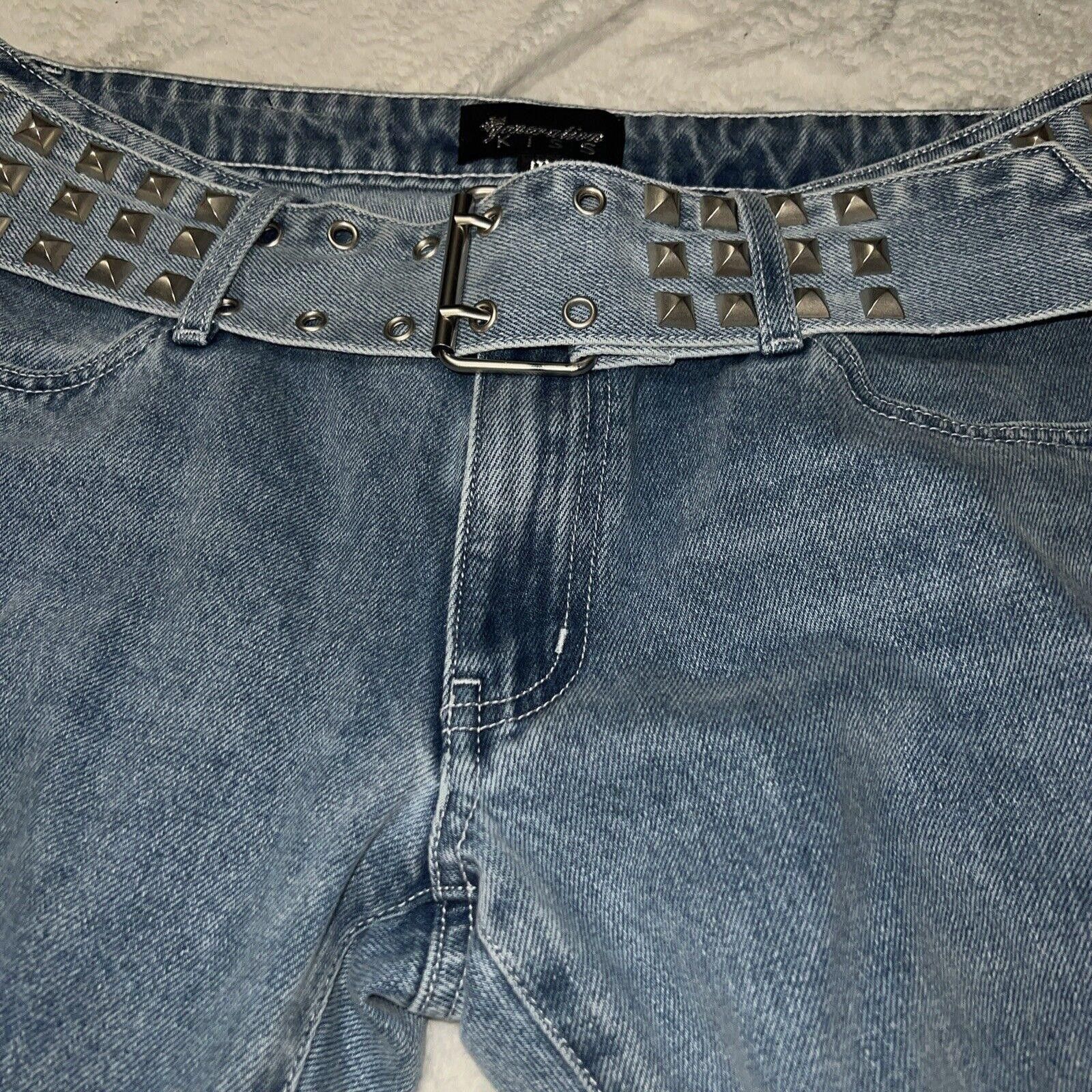 Designer M Destroyed Bootcut Jeans Dolls Kill Pants Shredded Cut Torn Size 32" / US 10 / IT 46 - 7 Thumbnail