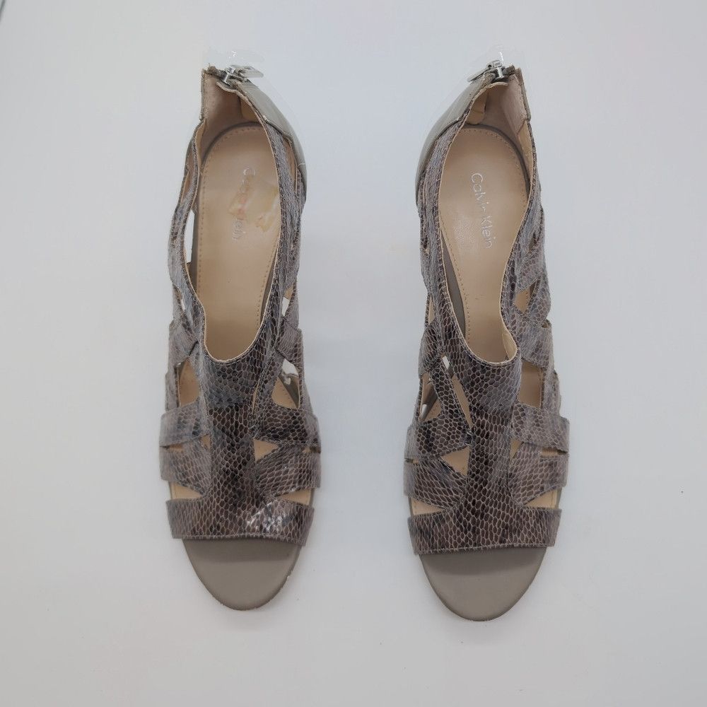 Calvin Klein Elegant Calvin Klein Sz 10 Kiani Lux Snakeskin Olive Patter Size US 10 / IT 40 - 3 Thumbnail
