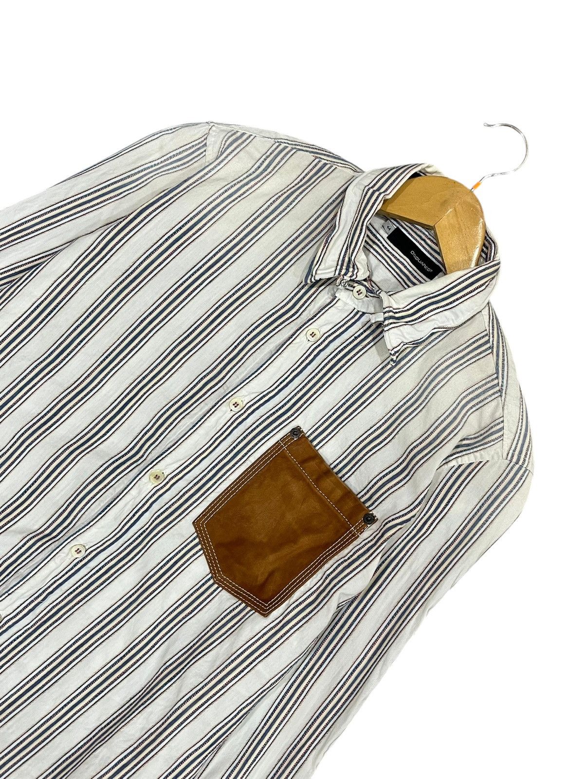 Dsquared2 × Vintage Dsquared2 Bengal Striped Shirt with Leather Pocket Size US M / EU 48-50 / 2 - 2 Thumbnail