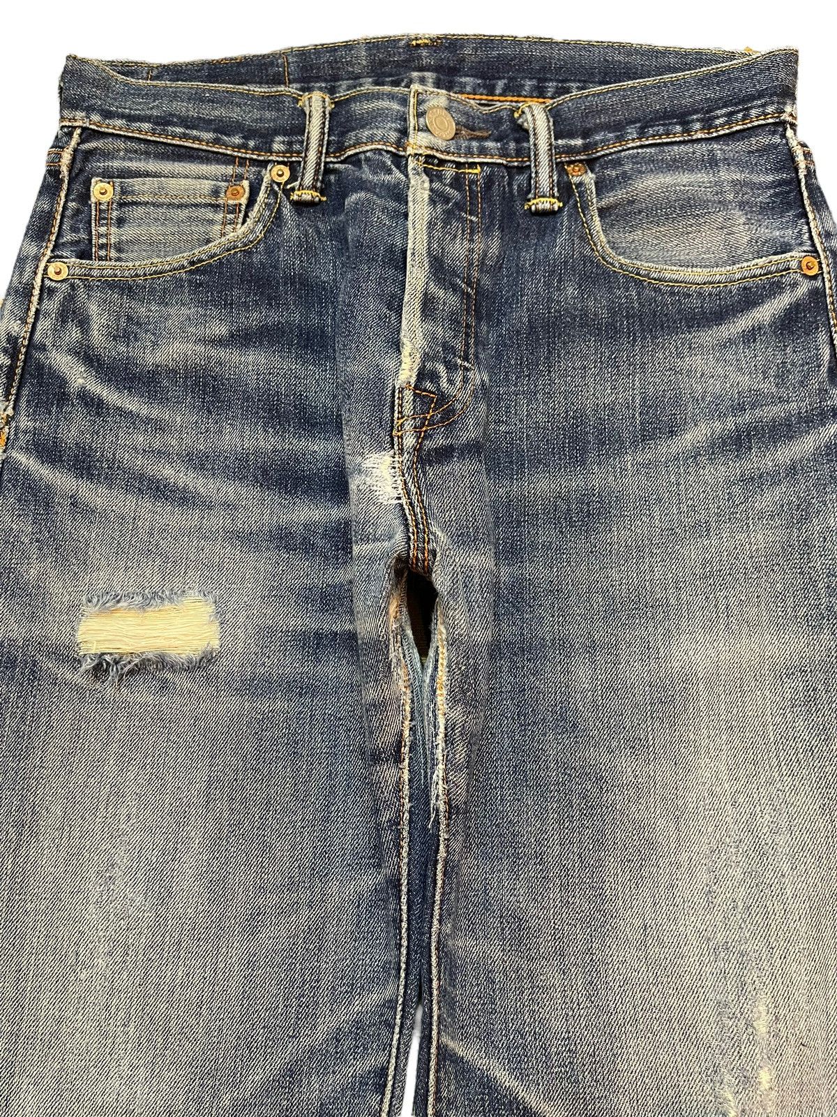 Levi's Vintage Levis 501 Blue Faded Wash Distress Style Loose Jeans Size US 29 - 3 Thumbnail