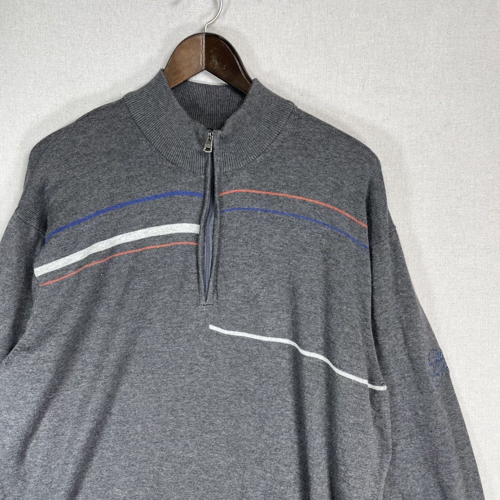 Vintage VINTAGE Greg Norman Sweater Men XL Gray Striped Cotton Golf 1/4 Zip Pullover Size US XL / EU 56 / 4 - 2 Thumbnail