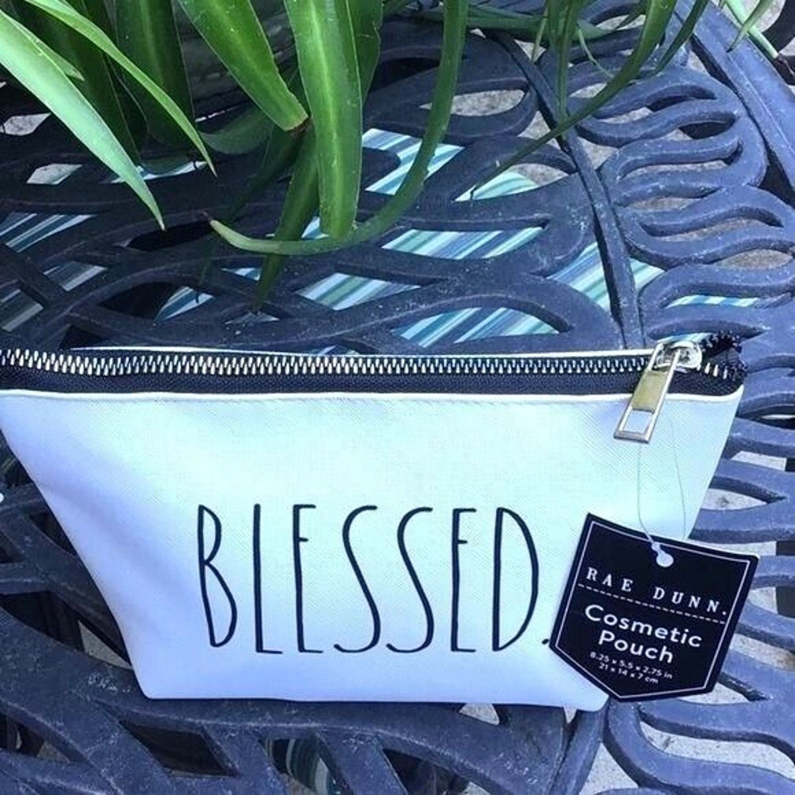 Other Rae Dunn BLESSED Inscribed Womens Cosmetics Pouch Bag White Size ONE SIZE - 5 Thumbnail