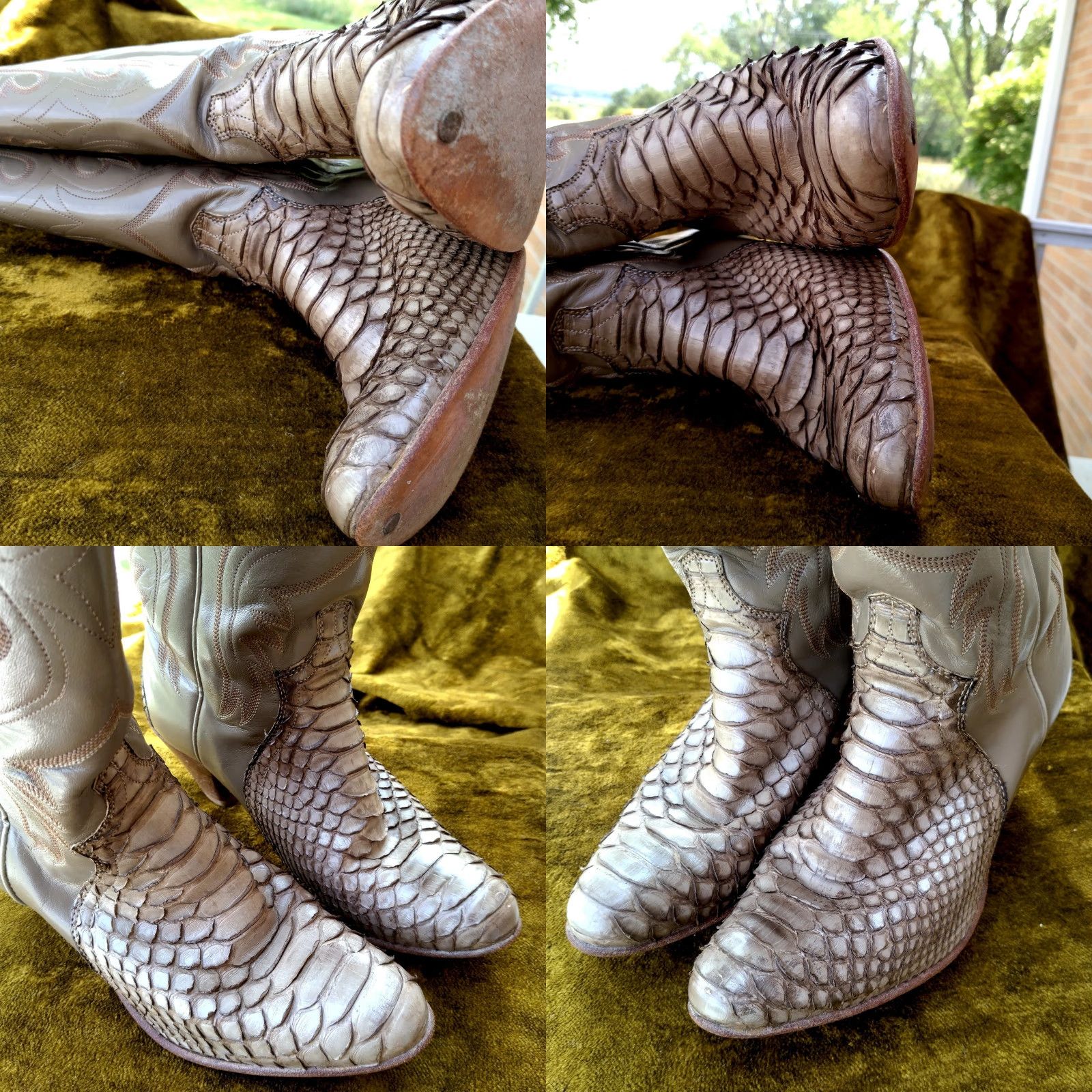 Justin Boots Justin Snakeskin Leather Cowboy Boots 6 1/2 B Brown Taupe Western L4441 USA 16" Boots Women Cowboy Western Snakeskin Handcrafted Leather Size US 7 / IT 37 - 10 Thumbnail