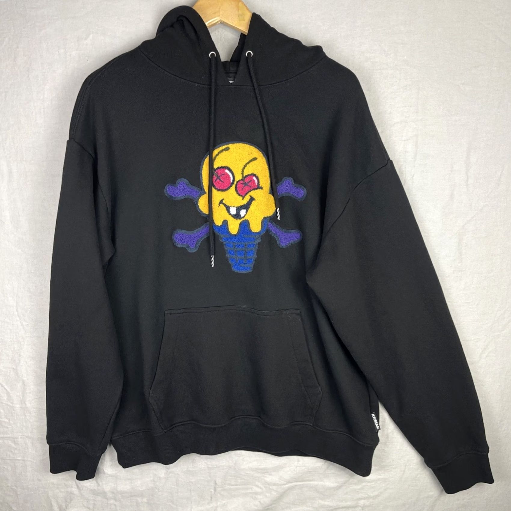 Vintage ICECREAM Hoodie Mens XL Black Avery Sweatshirt Streetwear Chenille Patch Sweatshirt Size US XL / EU 56 / 4 - 2 Thumbnail