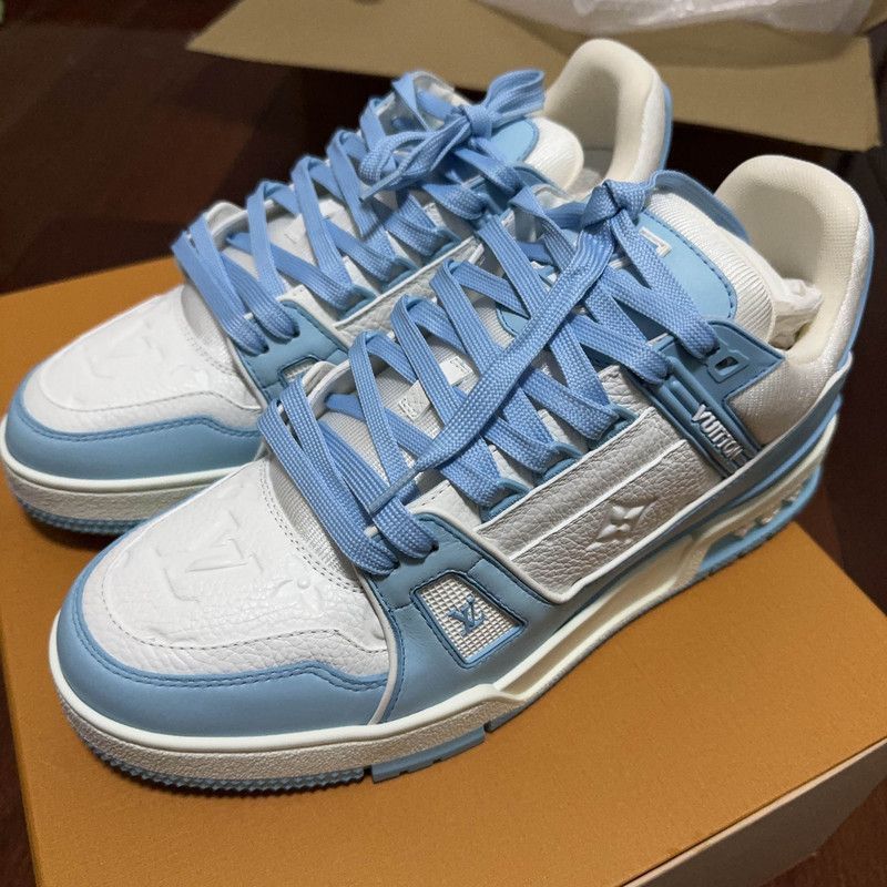 Louis Vuitton Louis Vuitton Blue and White Low-top Trainers -2508 Size US 8 / EU 41 - 1 Thumbnail