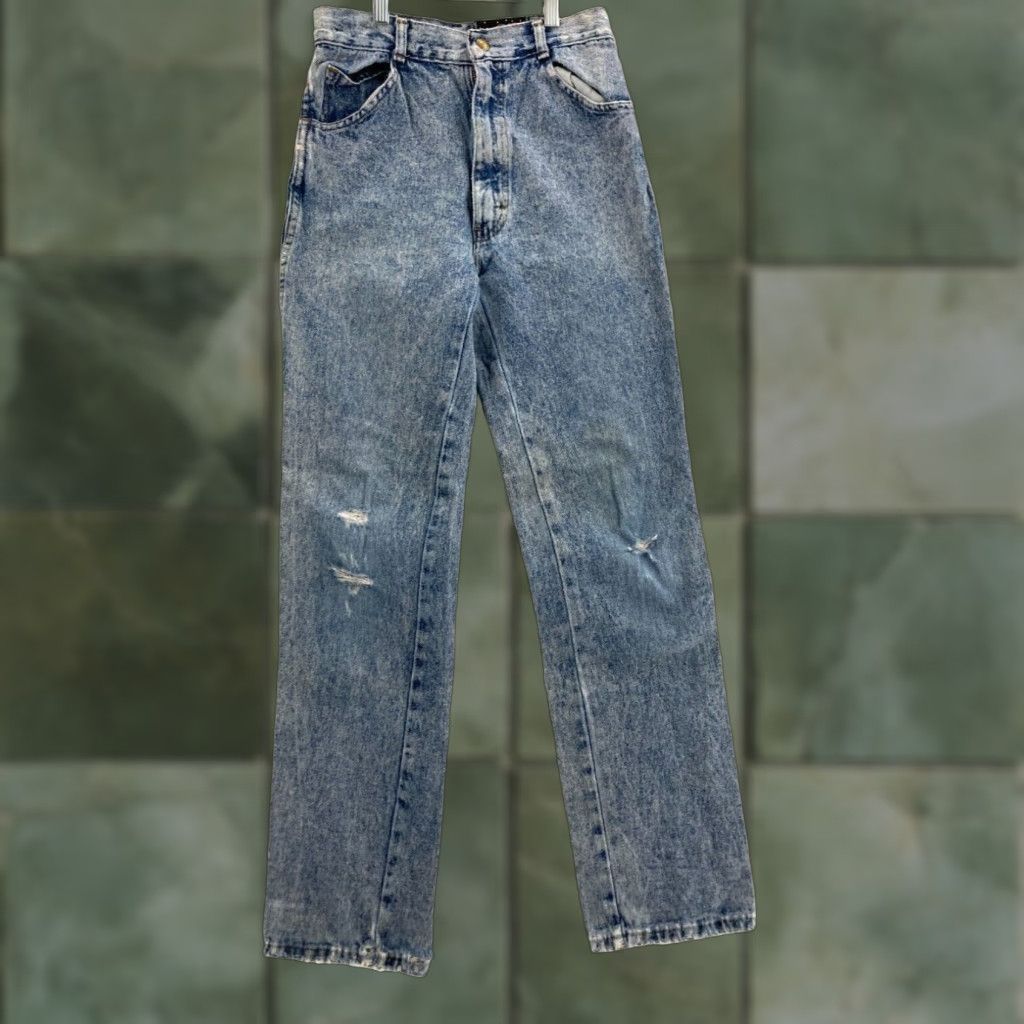 Vintage 90s Vintage Slim Mens 16 Stone Wash Distressed Jeans 25X28 Size 38" / US 16 / IT 52 - 1 Thumbnail