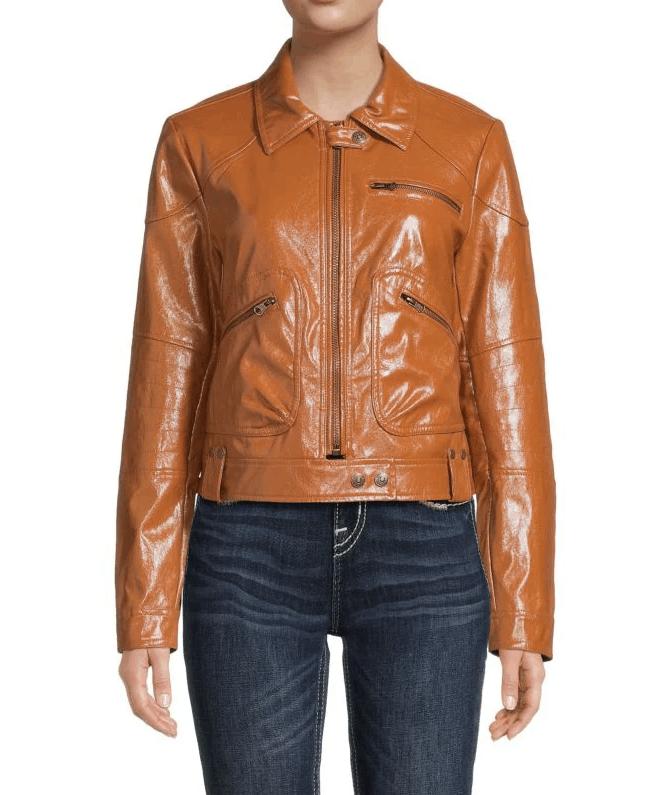 image of Free People Josie Vegan Leather Jacket Brown ( L ), Women's (Size Large)