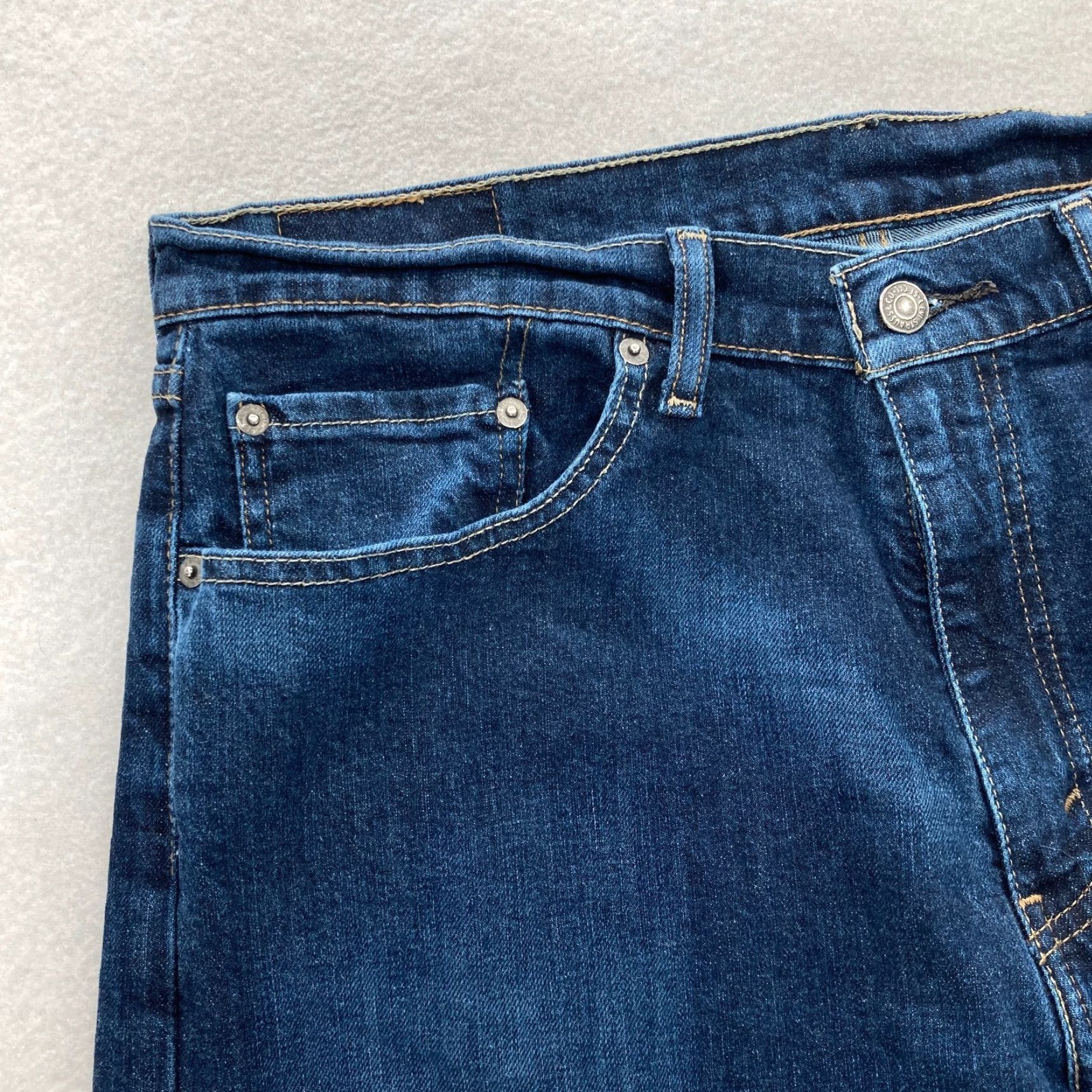 Levi's Levi's 505 Jeans Mens 36x34 Regular Straight Dark Blue Stretch Denim Mid Rise Jeans Size US 36 / EU 52 - 3 Thumbnail