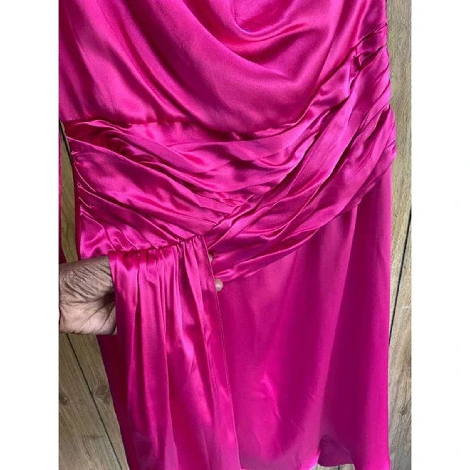 EACH x OTHER EACH X OTHER Silk Pink Satin One-Shoulder A-line Dress Sz L Size L / US 10 / IT 46 - 4 Thumbnail