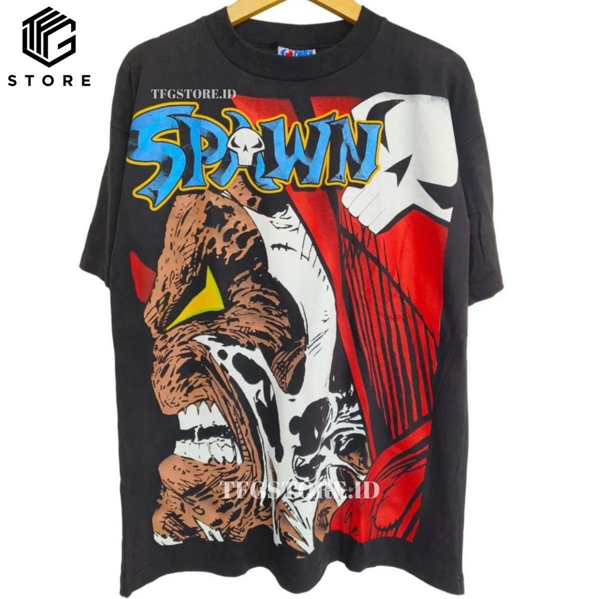 Image of Marvel Comics x Rap Tees Spawn Image Comics Modern Fans Made T Shirt in Black, Men's (Size XL)