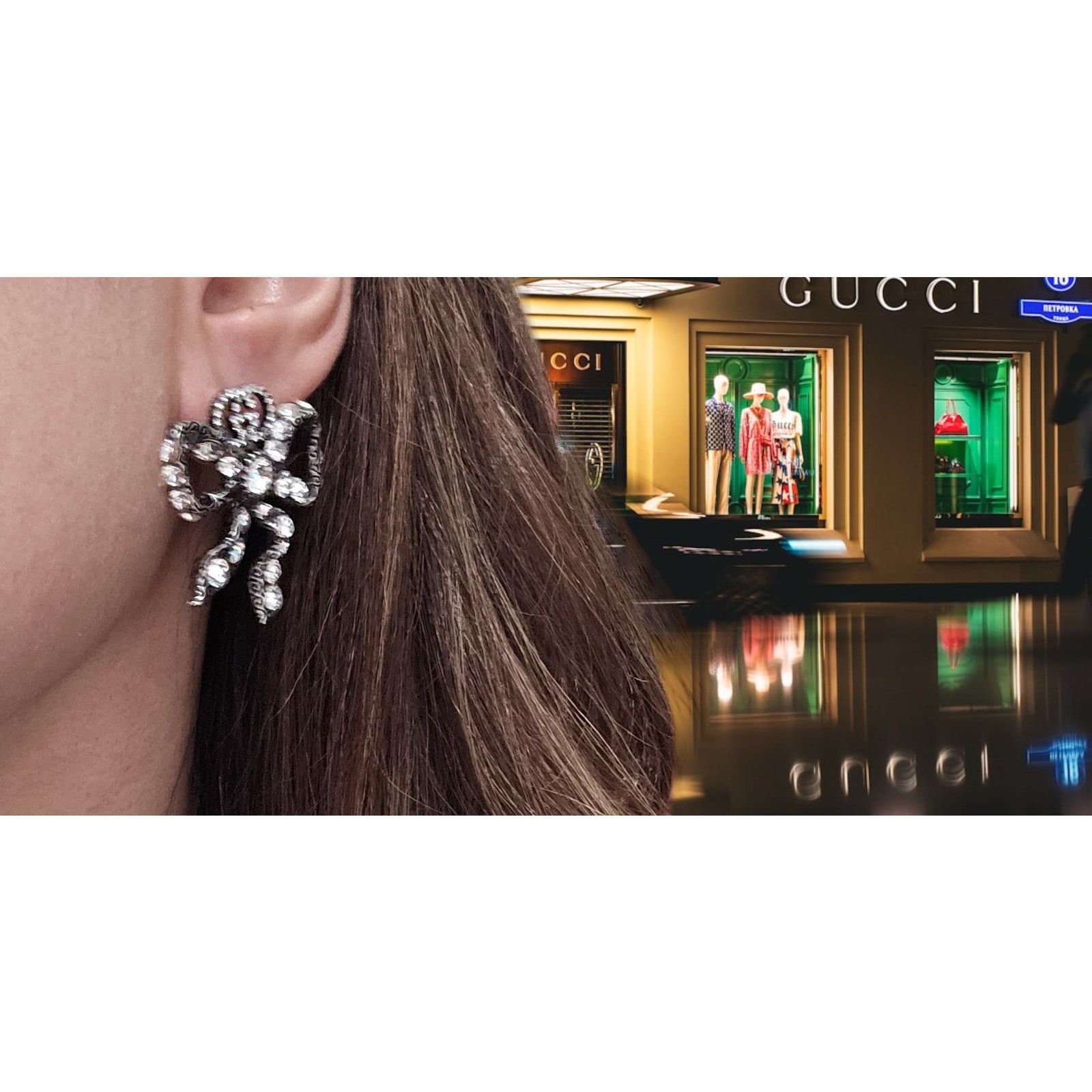 Gucci Gucci Silver Crystal Bow Earring Size ONE SIZE - 1 Thumbnail