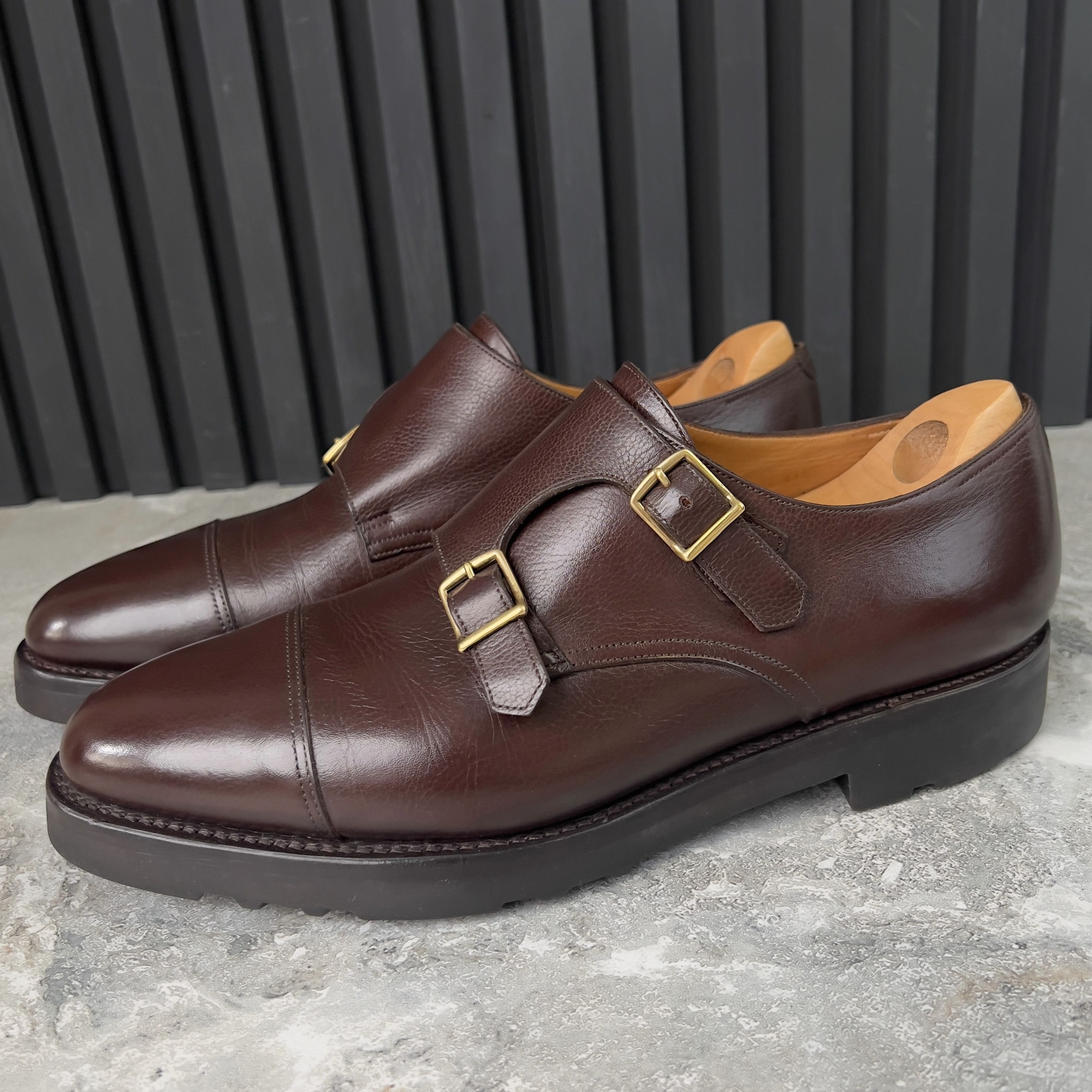 John Lobb William Derby Monk Double Strap Brown Leather Size US 9 / EU 42 - 1 Thumbnail