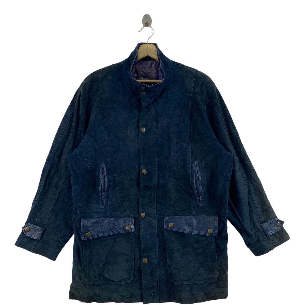 Lanvin × Vintage Vintage LANVIN PARIS Velvet And Leather Multi Pockets Button Size US L / EU 52-54 / 3 - 1 Thumbnail