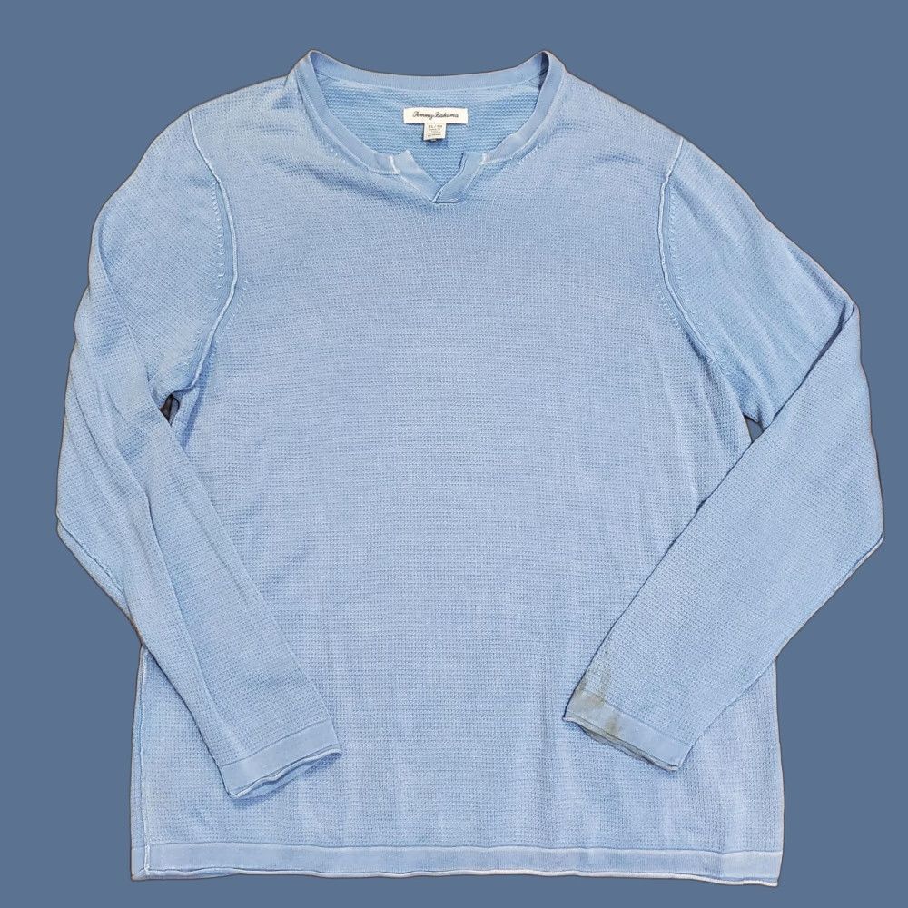 Tommy Bahama Tommy Bahama Sweater Mens XL Blue Pima Cotton Tencel Waffle Knit Pullover Top Size US XL / EU 56 / 4 - 1 Thumbnail